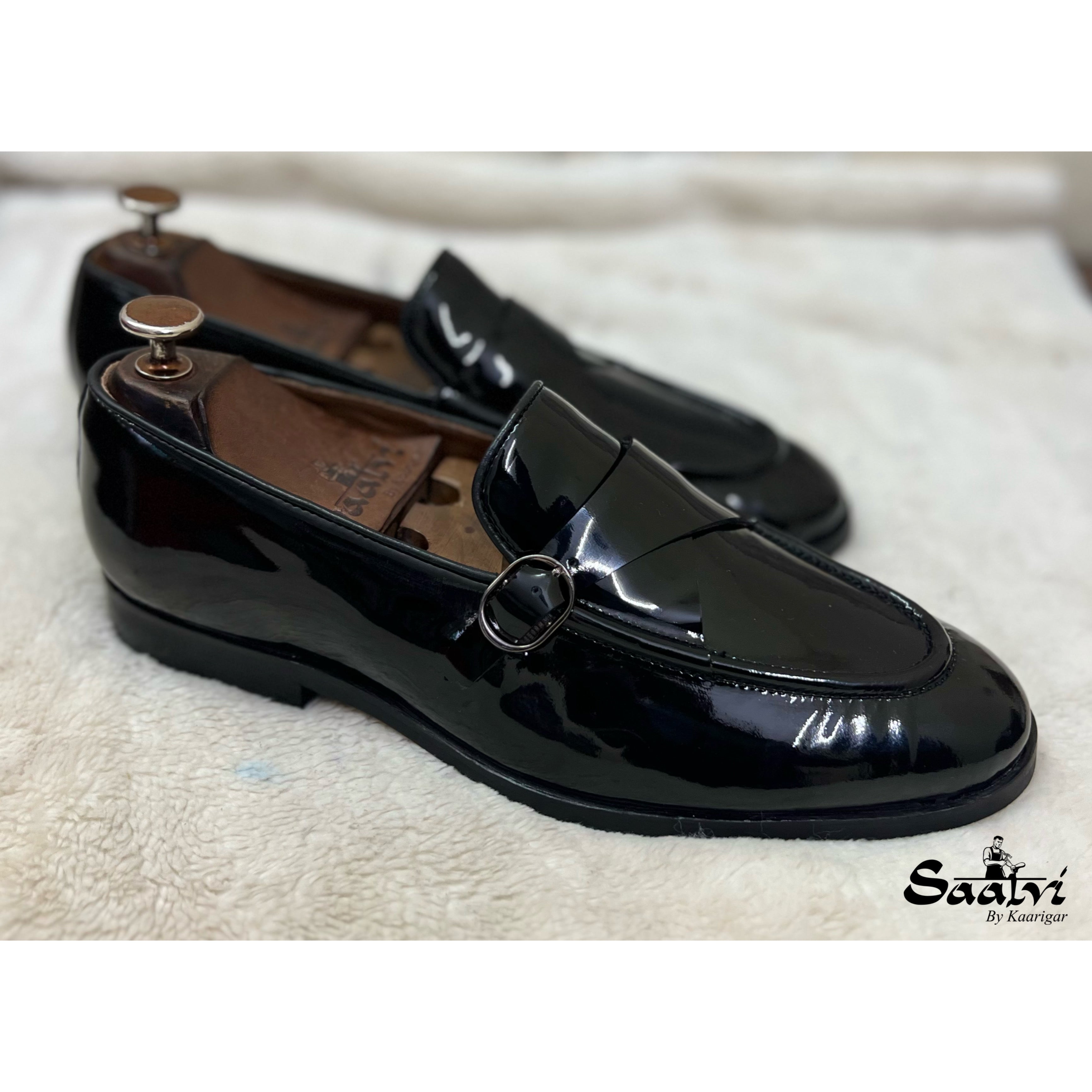 Black Patent Loafers With Strap