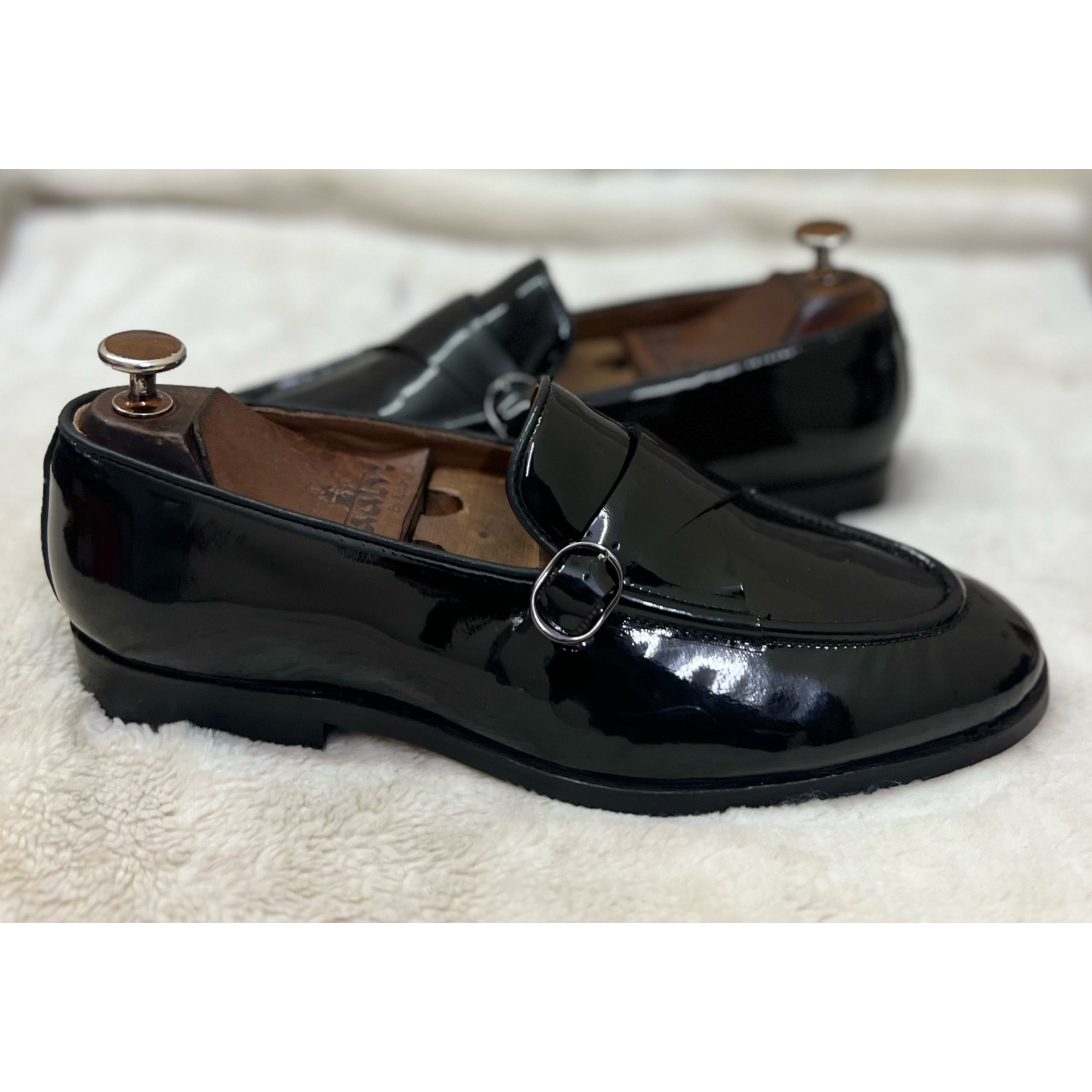 Black Patent Loafers With Strap