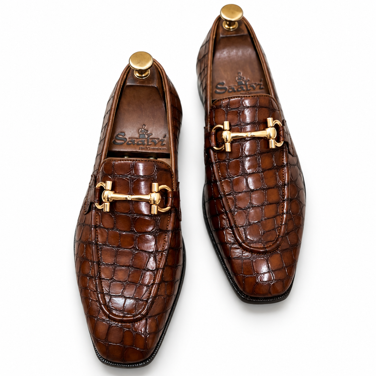 Cognac Croc Horsebit Loafers