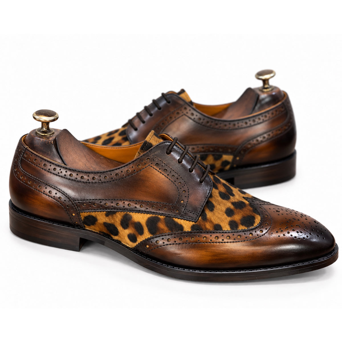 Havana Leopard Brogue Derby Shoes