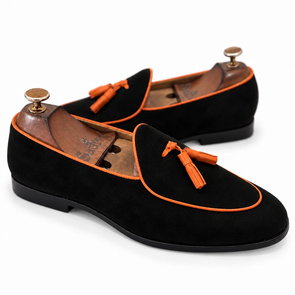 Noir Tangerine Tassel Loafers