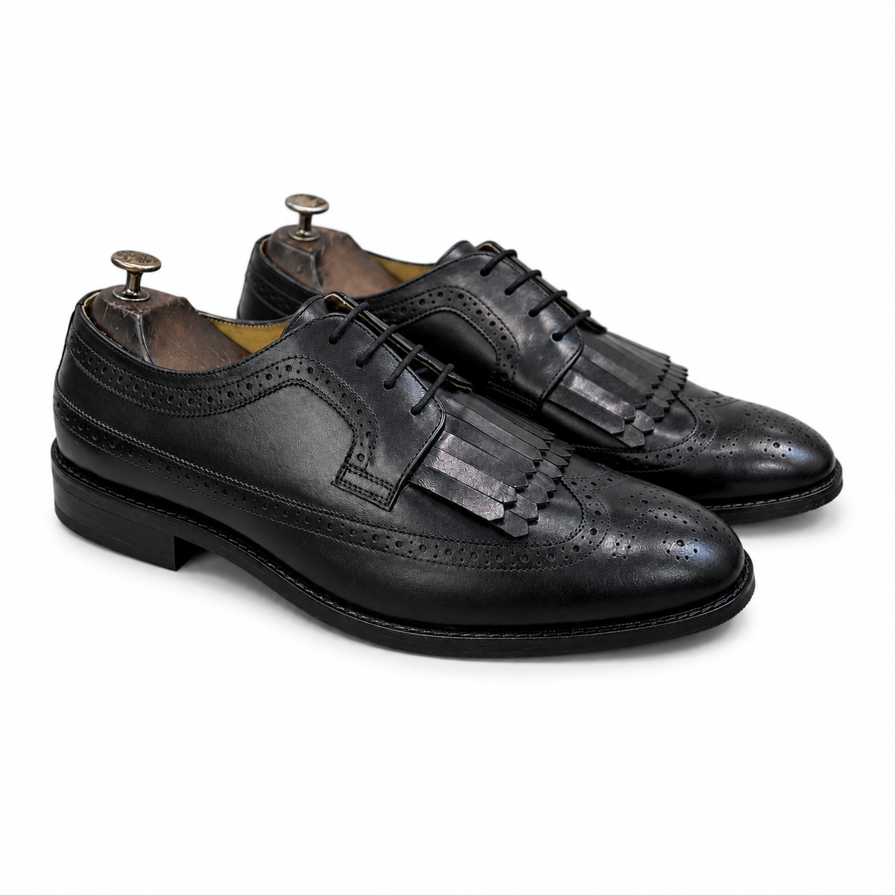 Royal Black Kiltie Brogue Derby Shoes