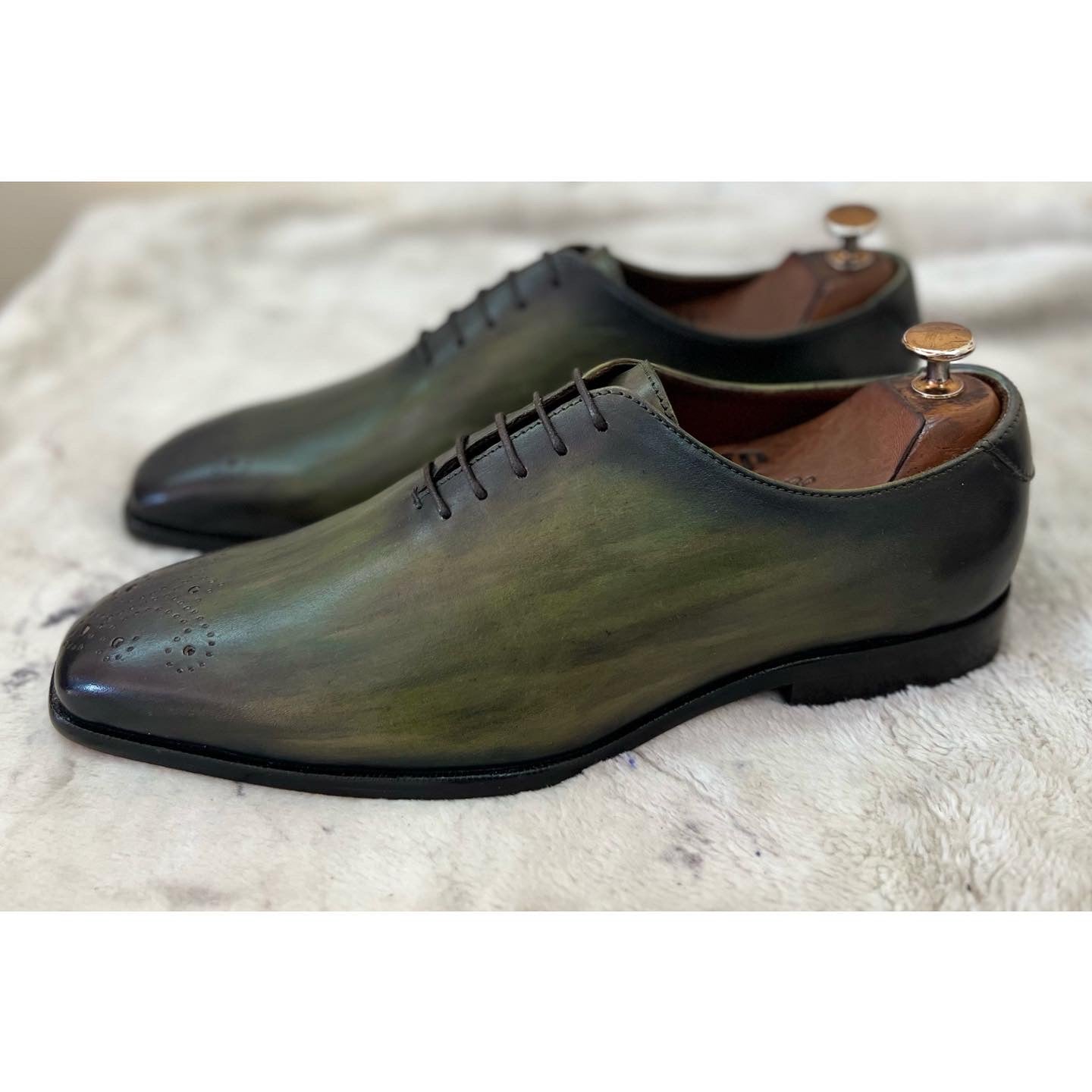 Green Wholecut Brouges Hand Finished