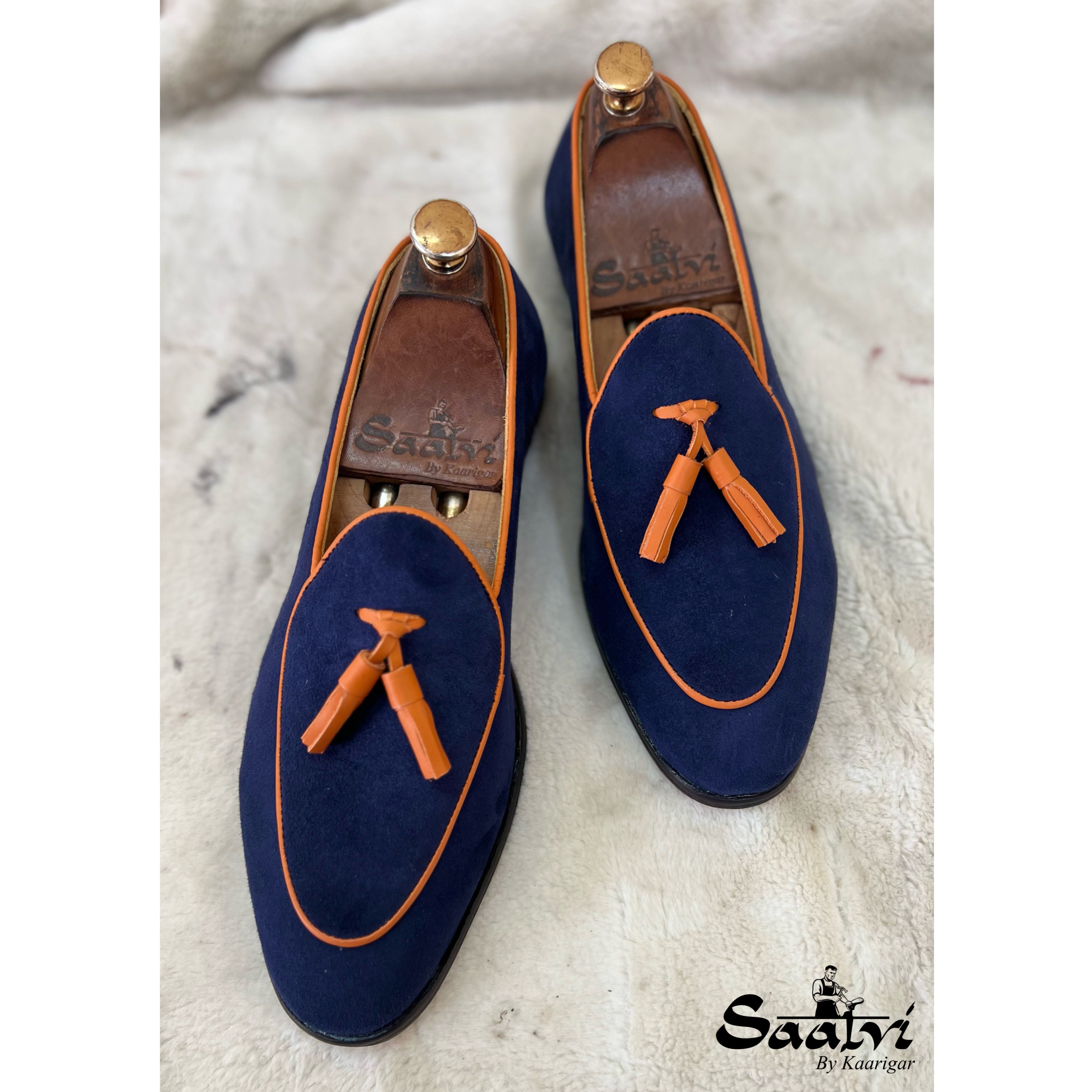 Belgian Loafers With Tassel Blue