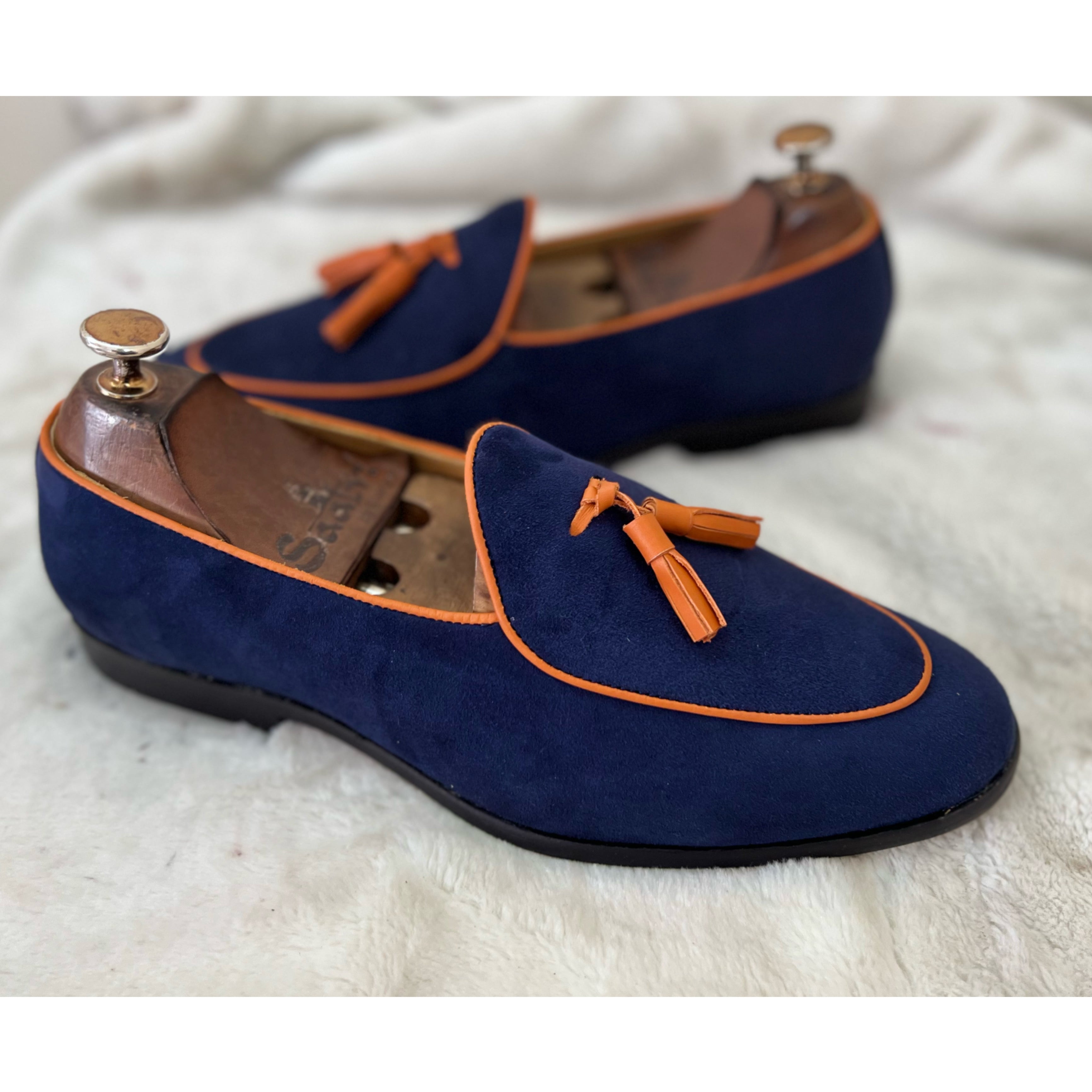 Belgian Loafers With Tassel Blue