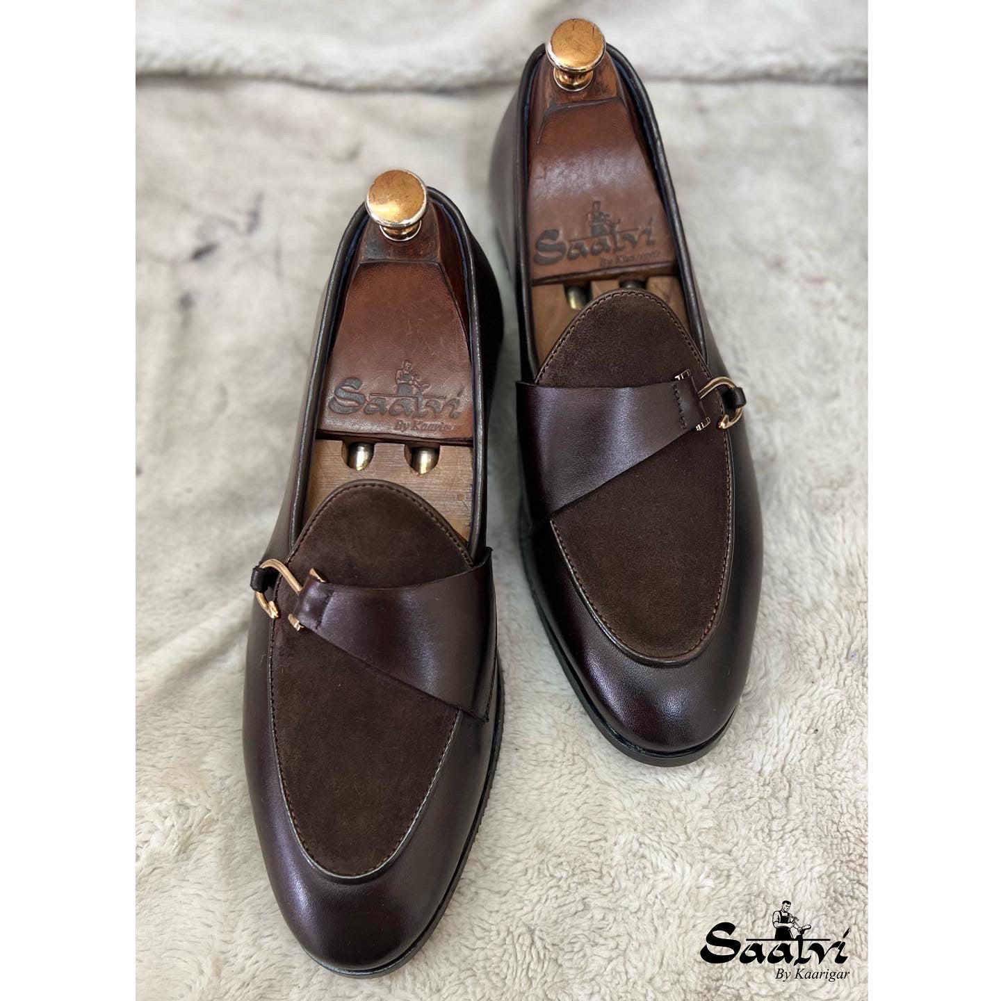 Cognac Suede Saddle Belgian Loafer