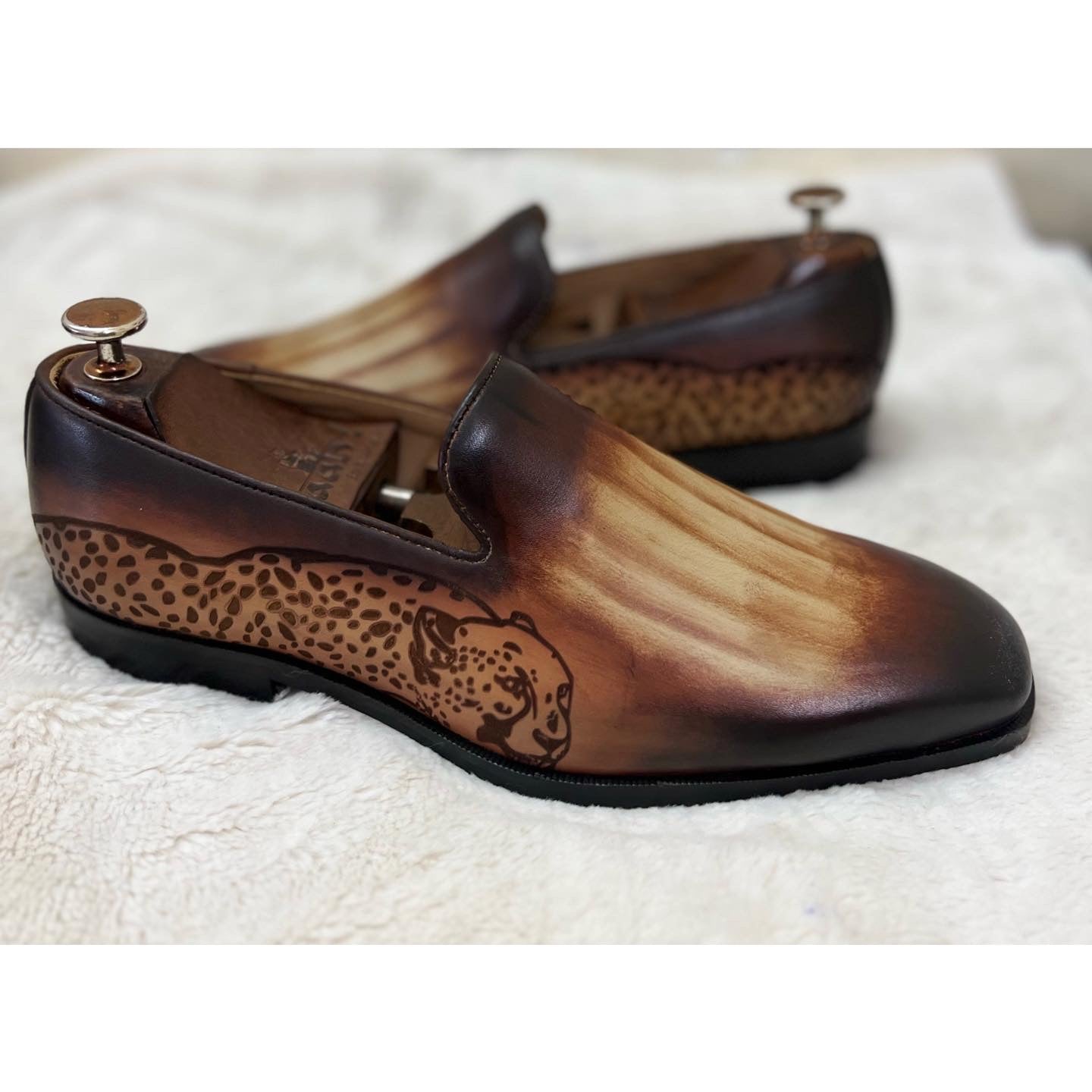 Tan Hand Patina Loafers Tiger