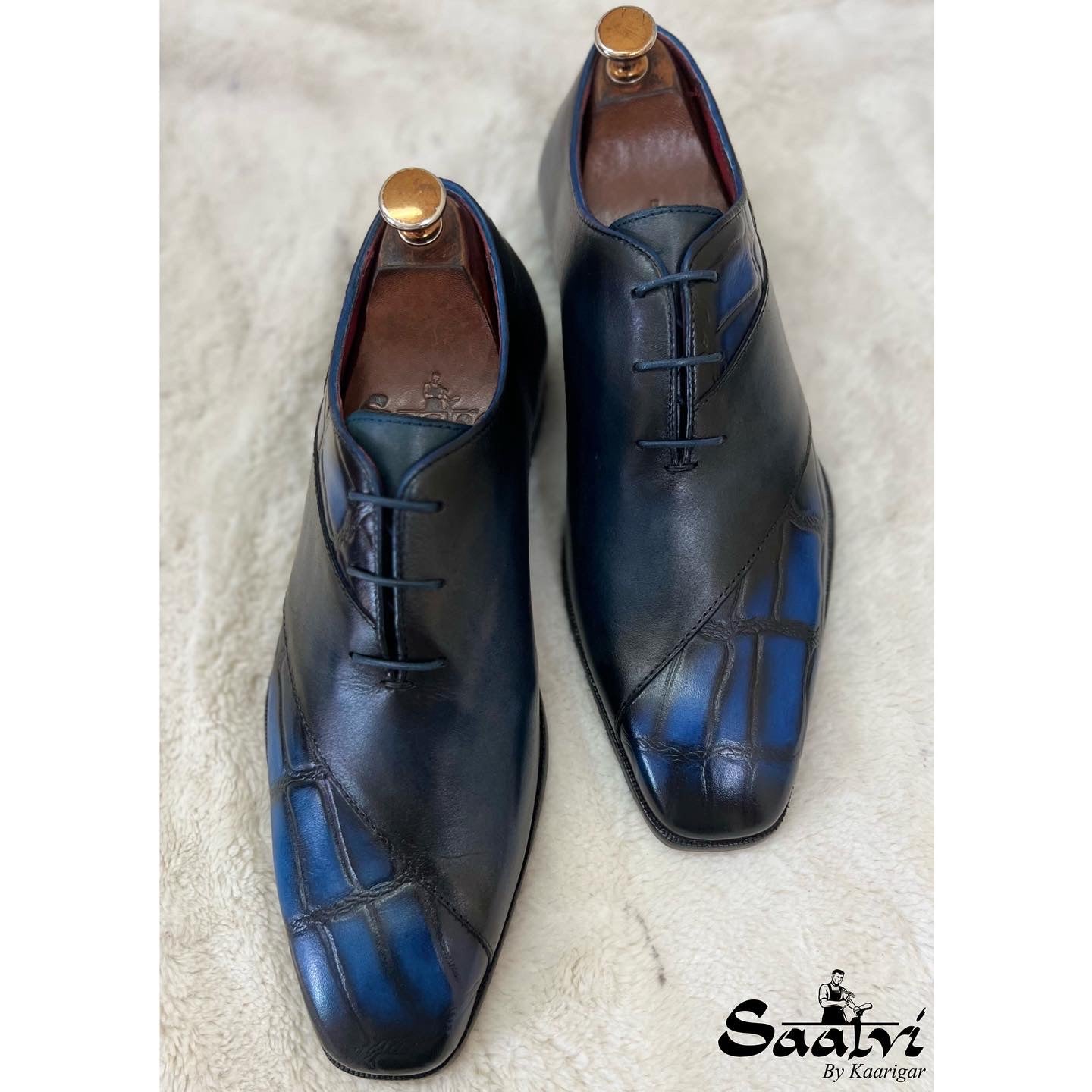 Blue Croco Wholecut - Hand Patina