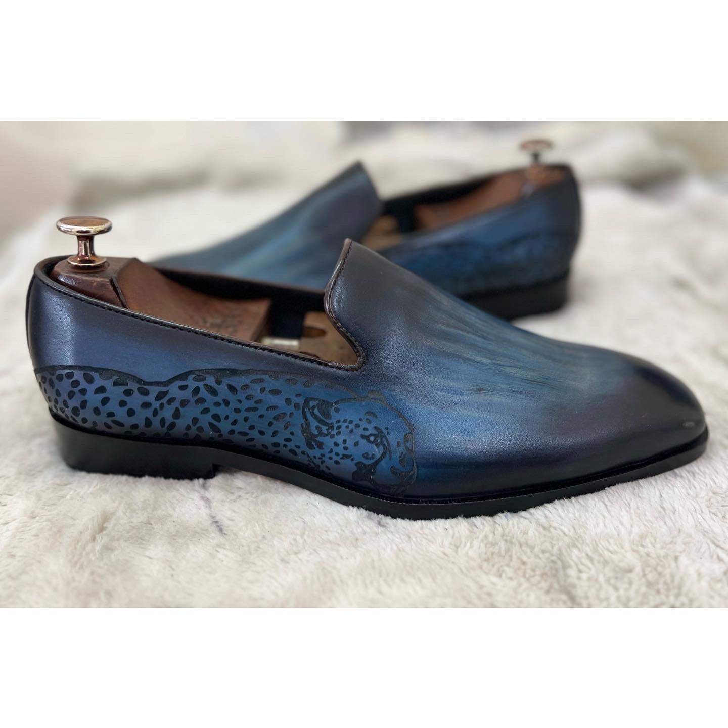 Blue Hand Patina Loafers Tiger
