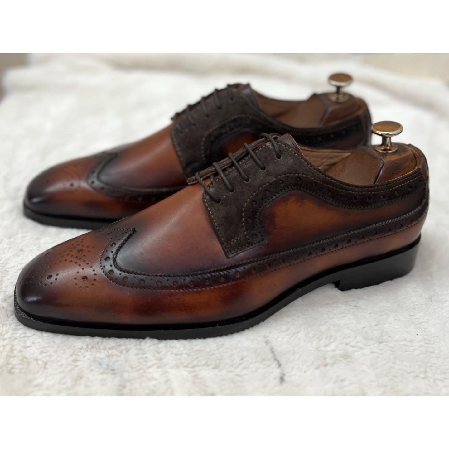 Wingtip Brogue Laceups Hand Patina