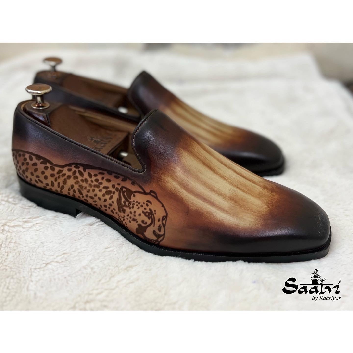 Tan Hand Patina Loafers Tiger