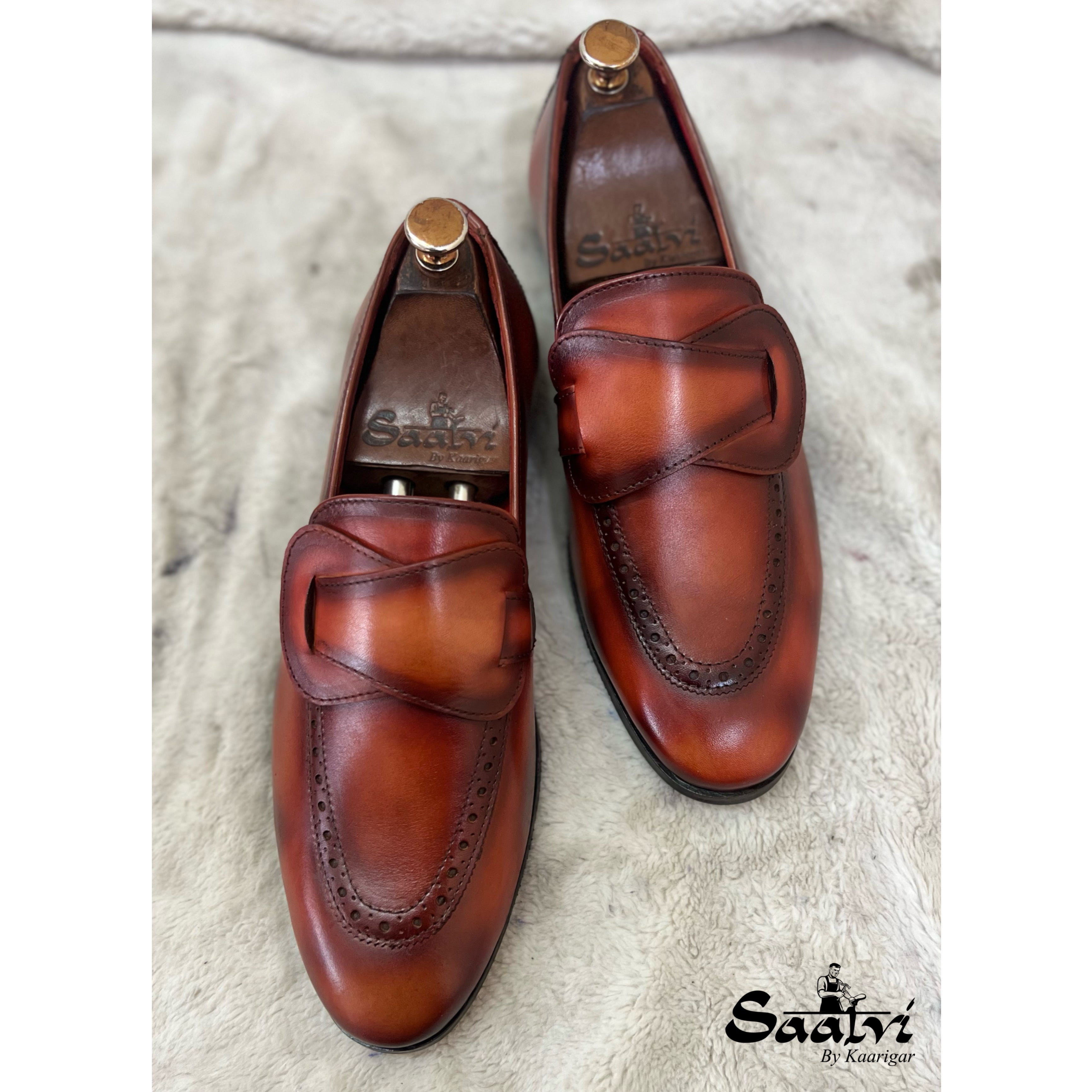 Butterfly Loafers Tan Hand Finished