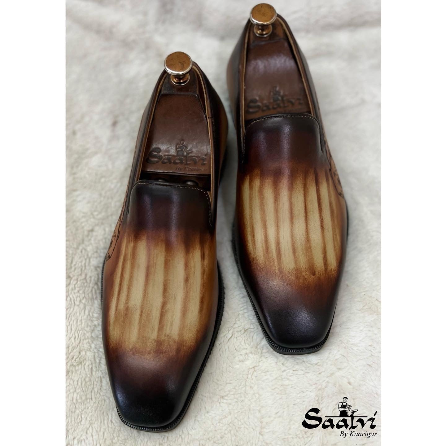 Tan Hand Patina Loafers Tiger