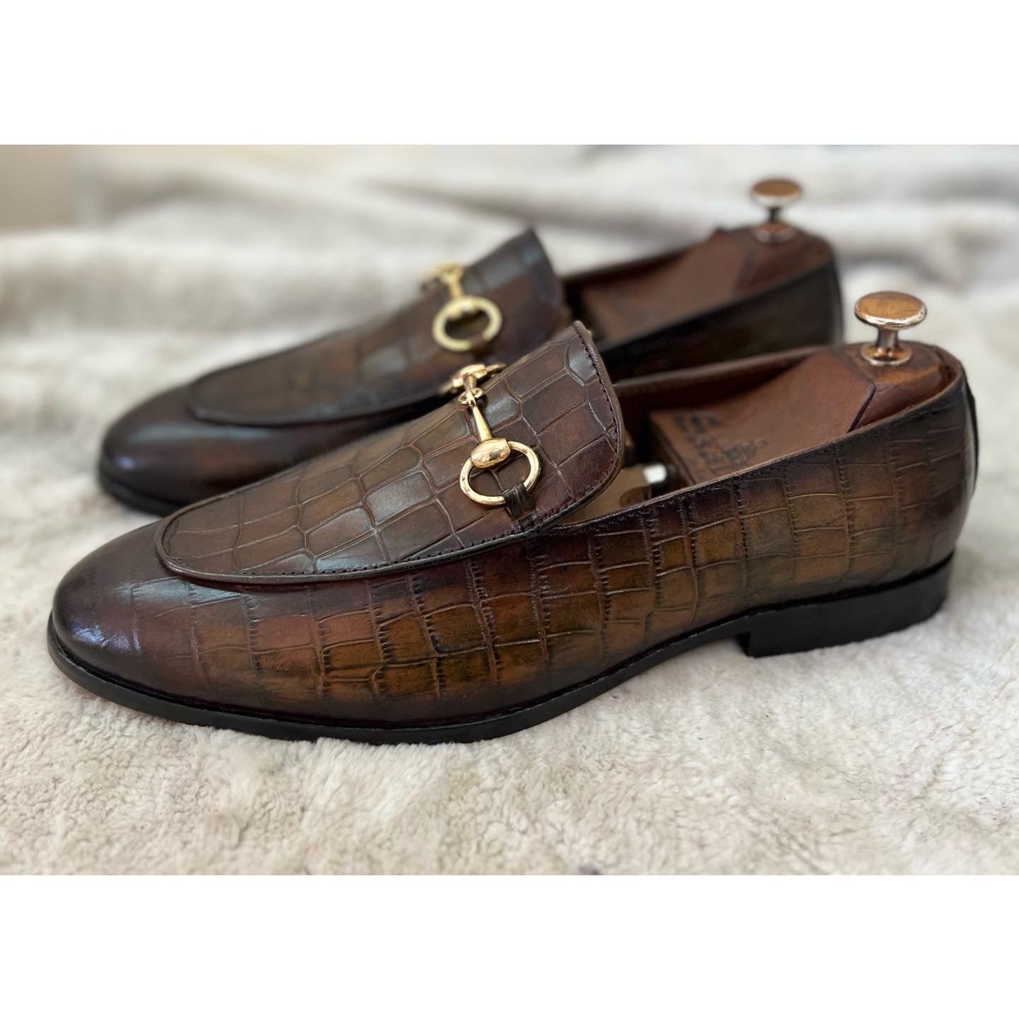 Horsebit Loafers - Croco Hand Patina