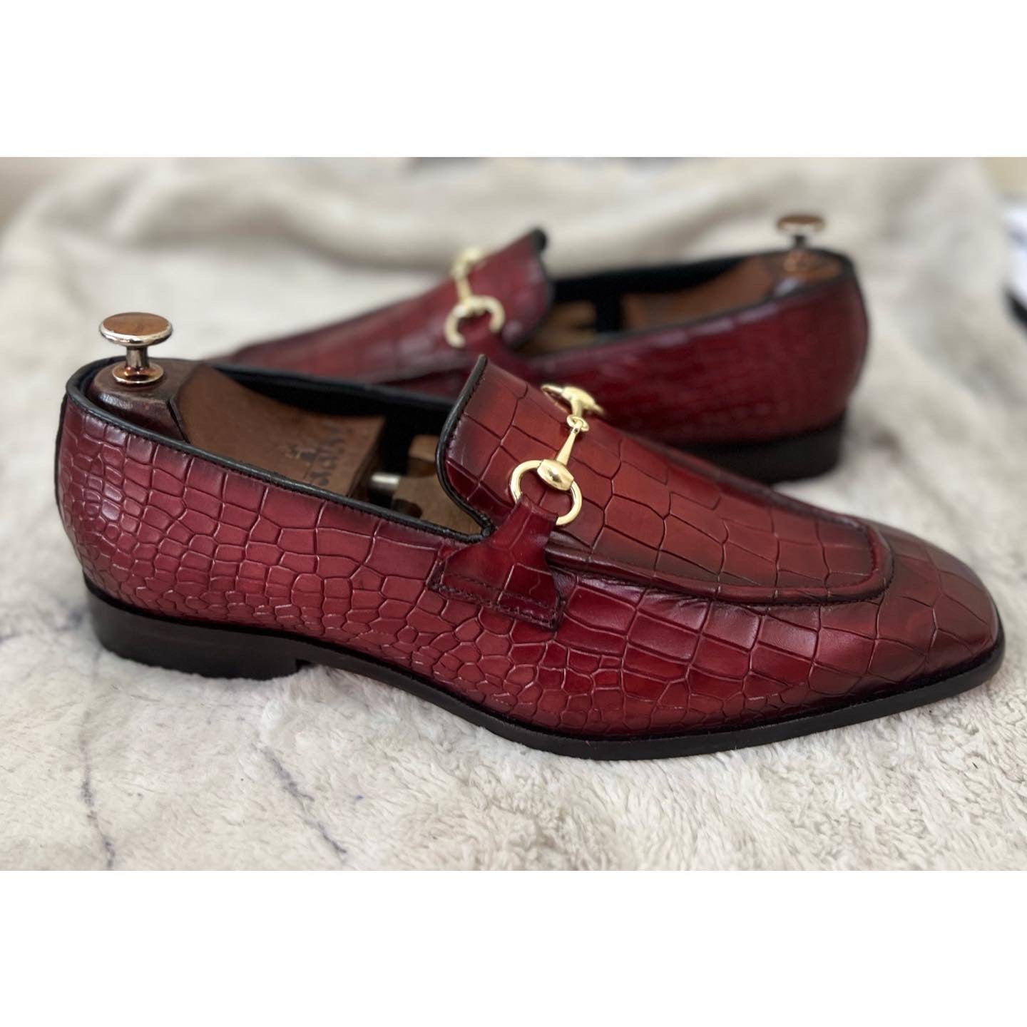 Horsebit Loafers Croco Burgundy
