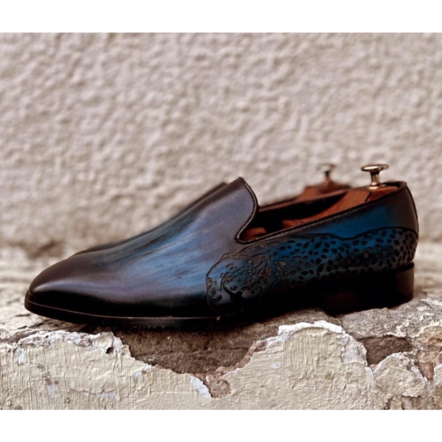 Blue Hand Patina Loafers Tiger