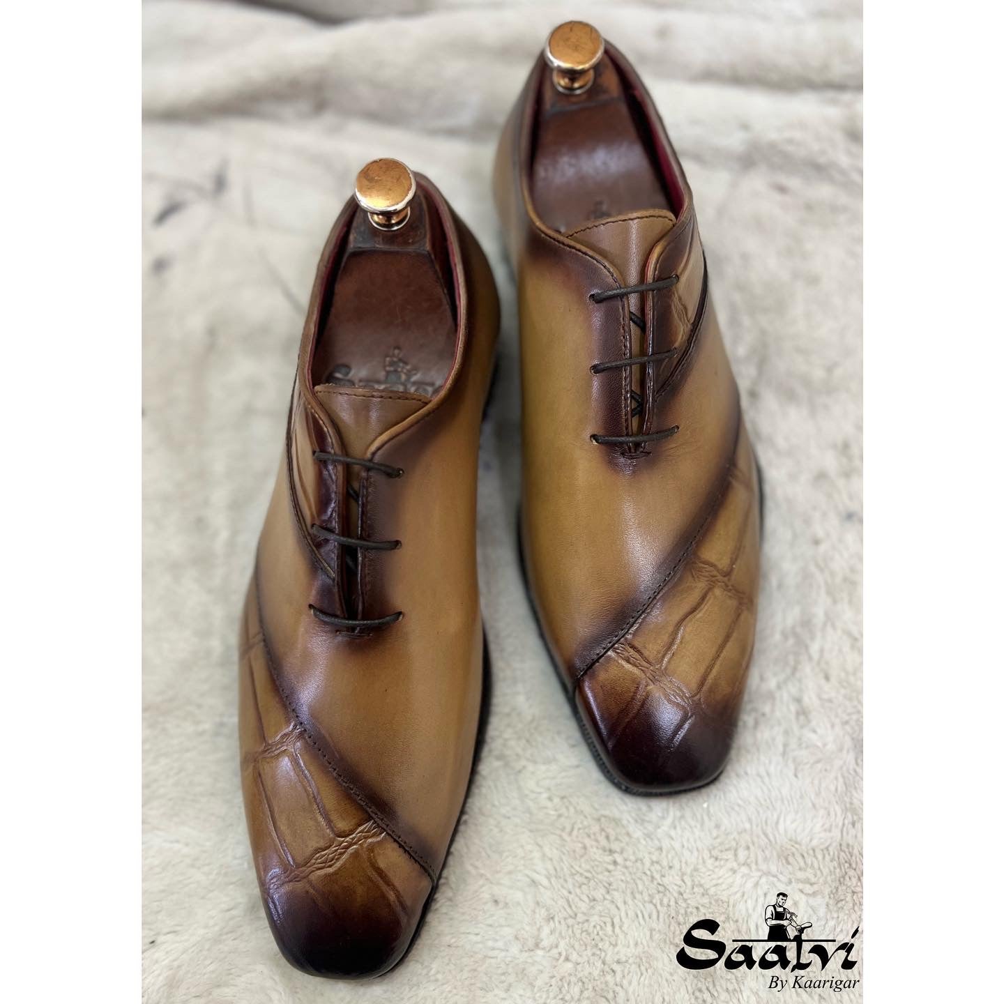Tan Croco Wholecut - Hand Patina
