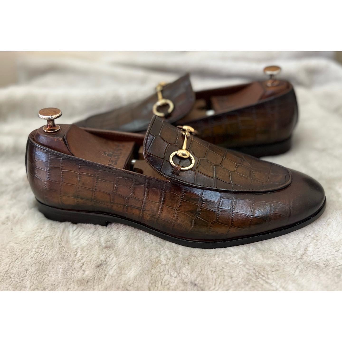 Horsebit Loafers - Croco Hand Patina