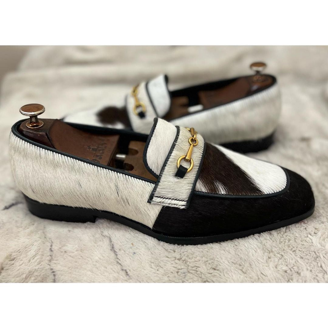 Hairon Leather Loafers With Metal Trim