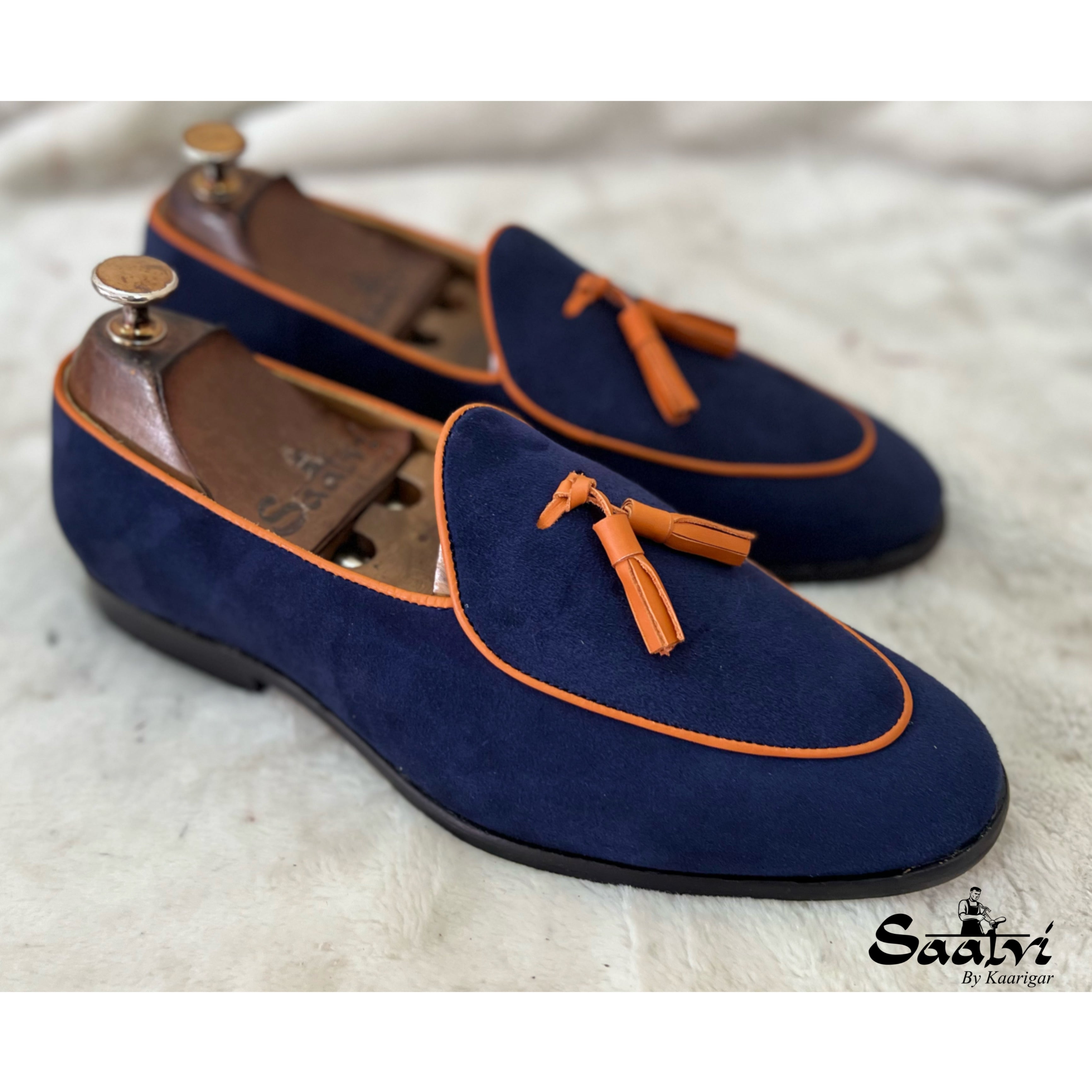 Belgian Loafers With Tassel Blue
