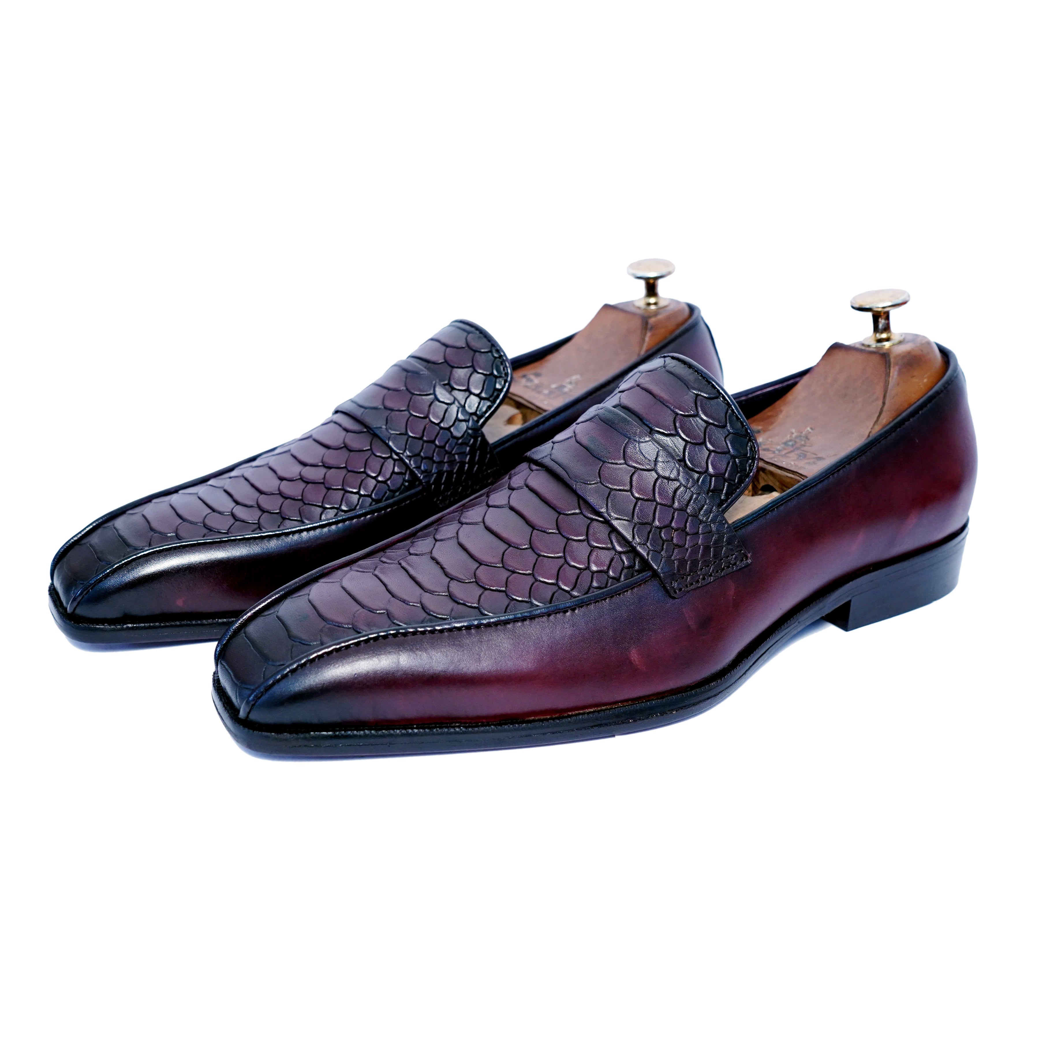 Python Leather Loafers Wine t