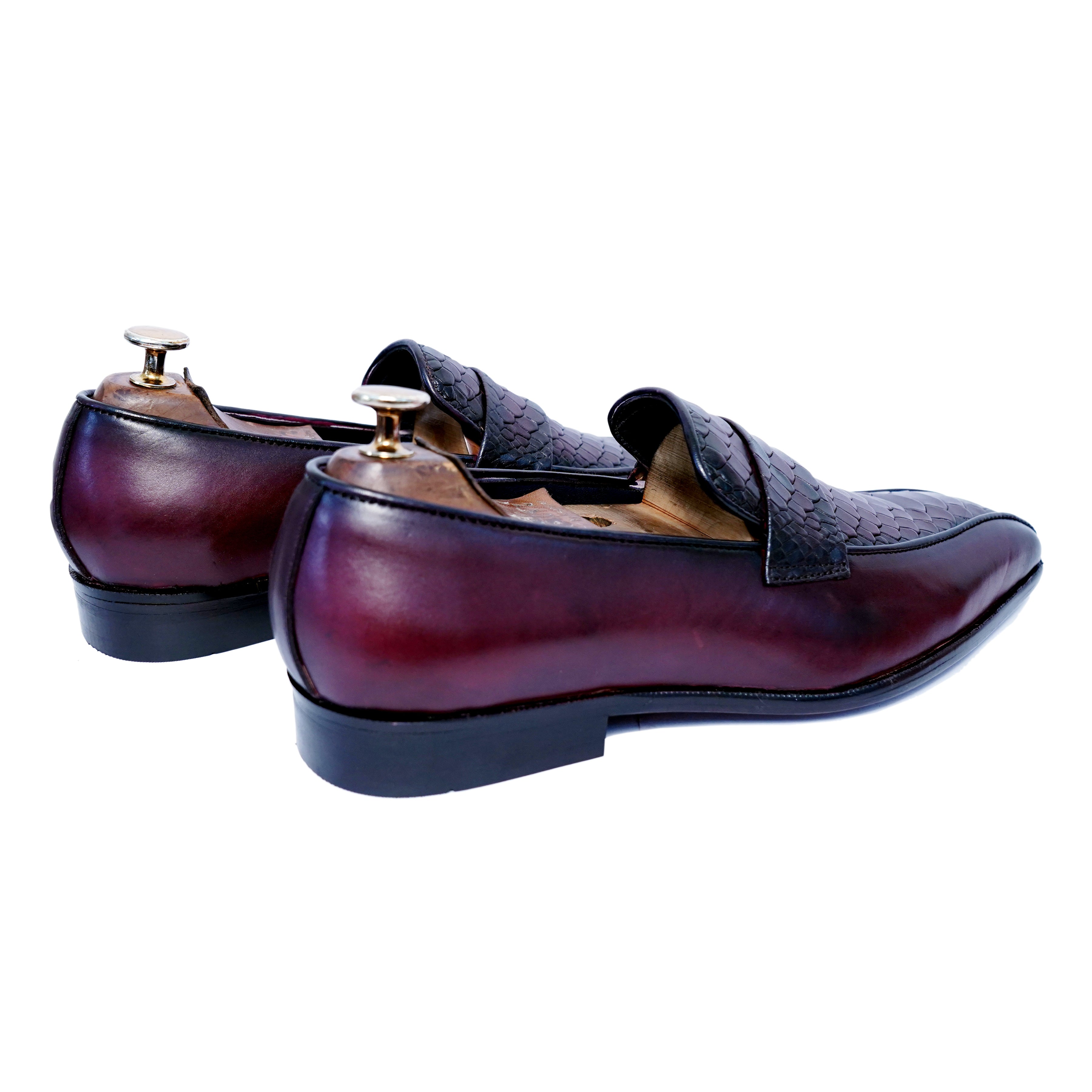 Python Leather Loafers Wine t