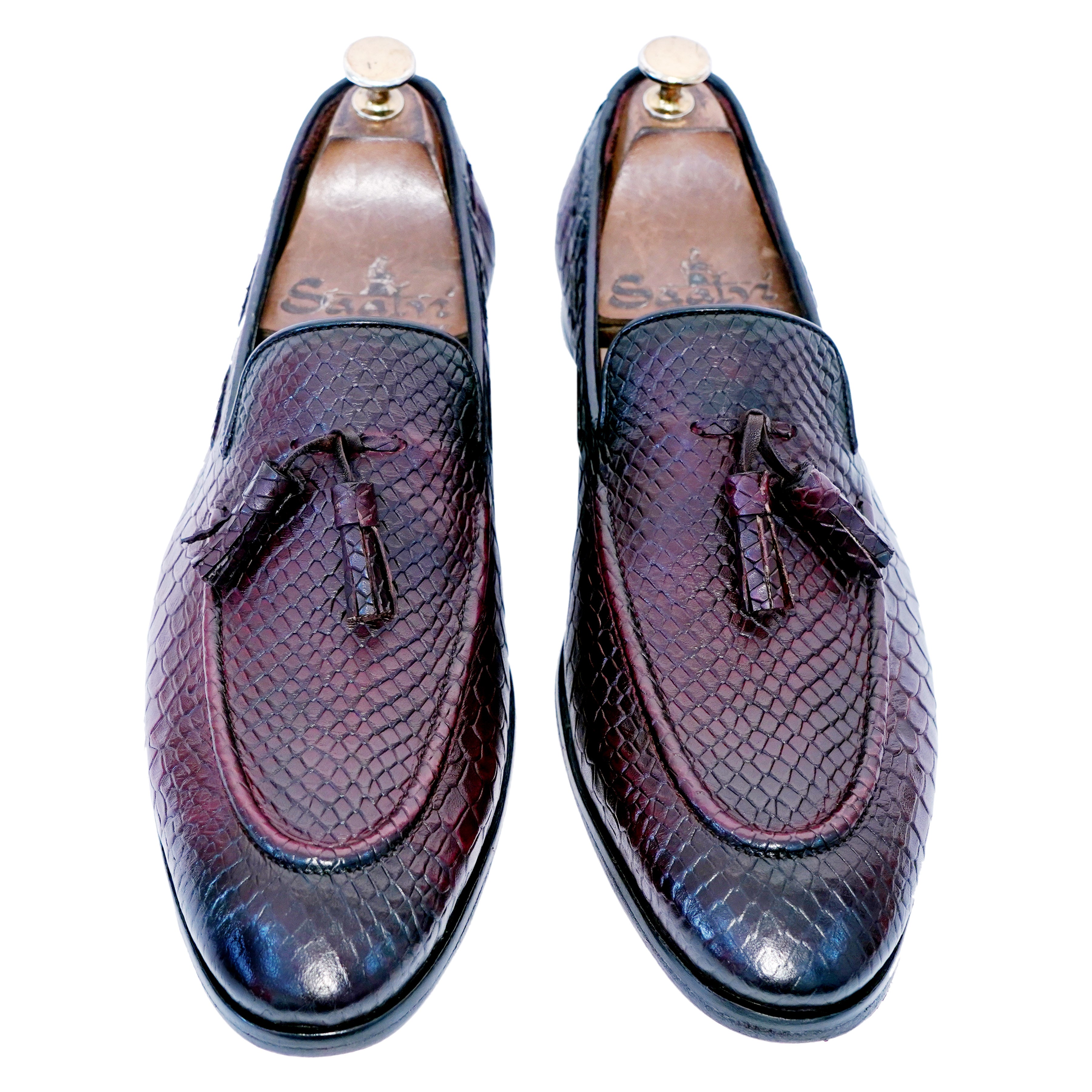 Python Embossed Loafers With Tassels