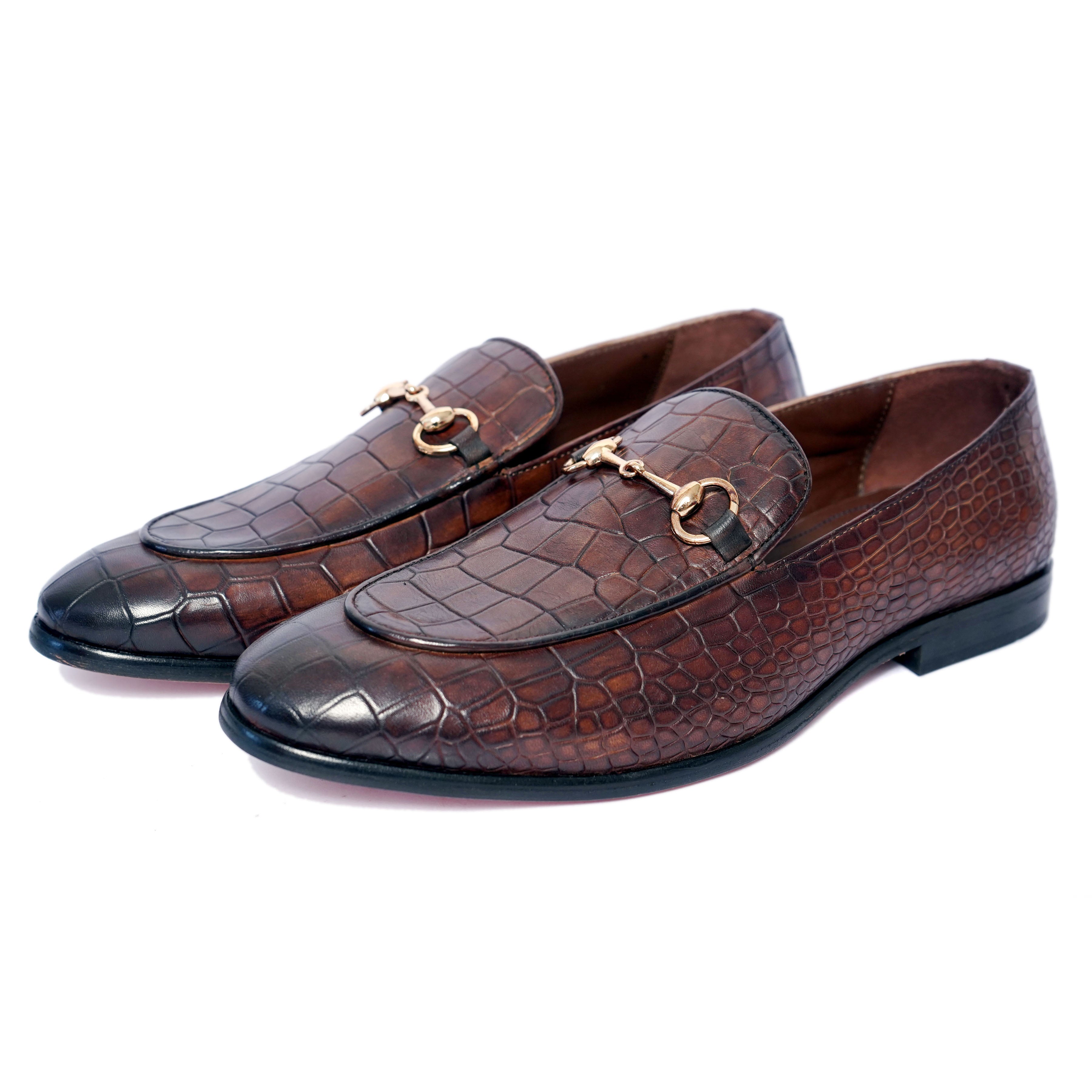 Horsebit Loafers - Croco Brown