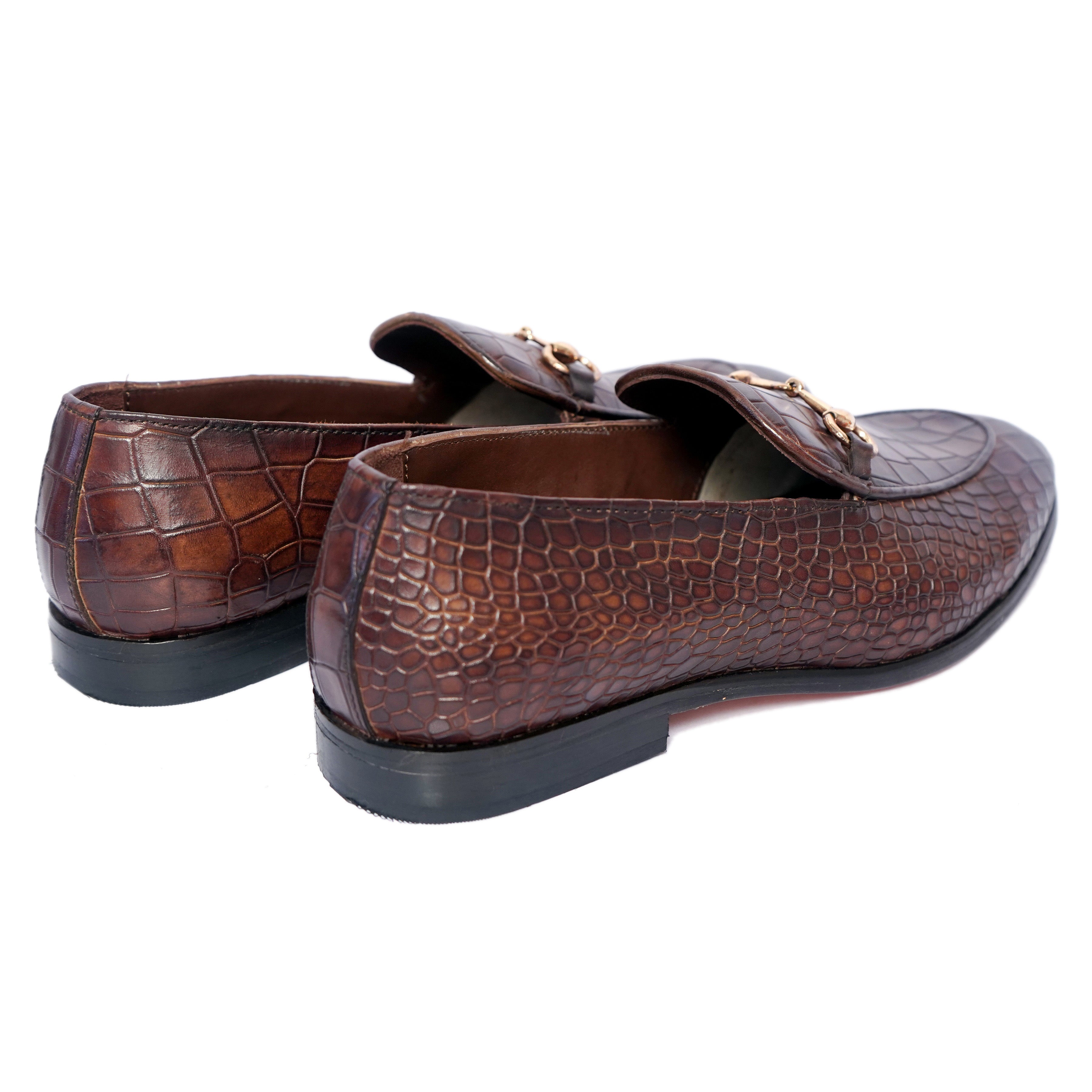 Horsebit Loafers - Croco Brown