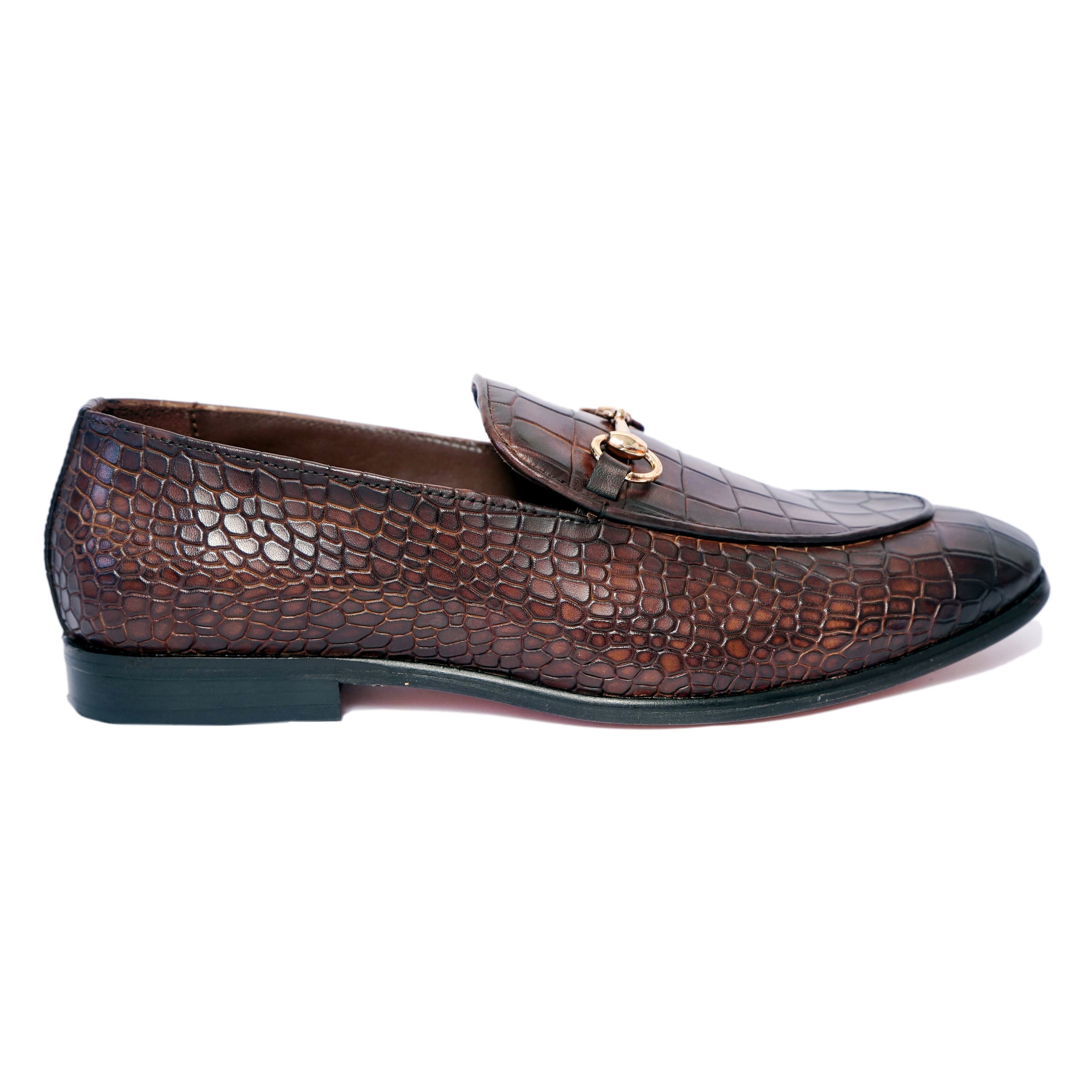 Horsebit Loafers - Croco Brown