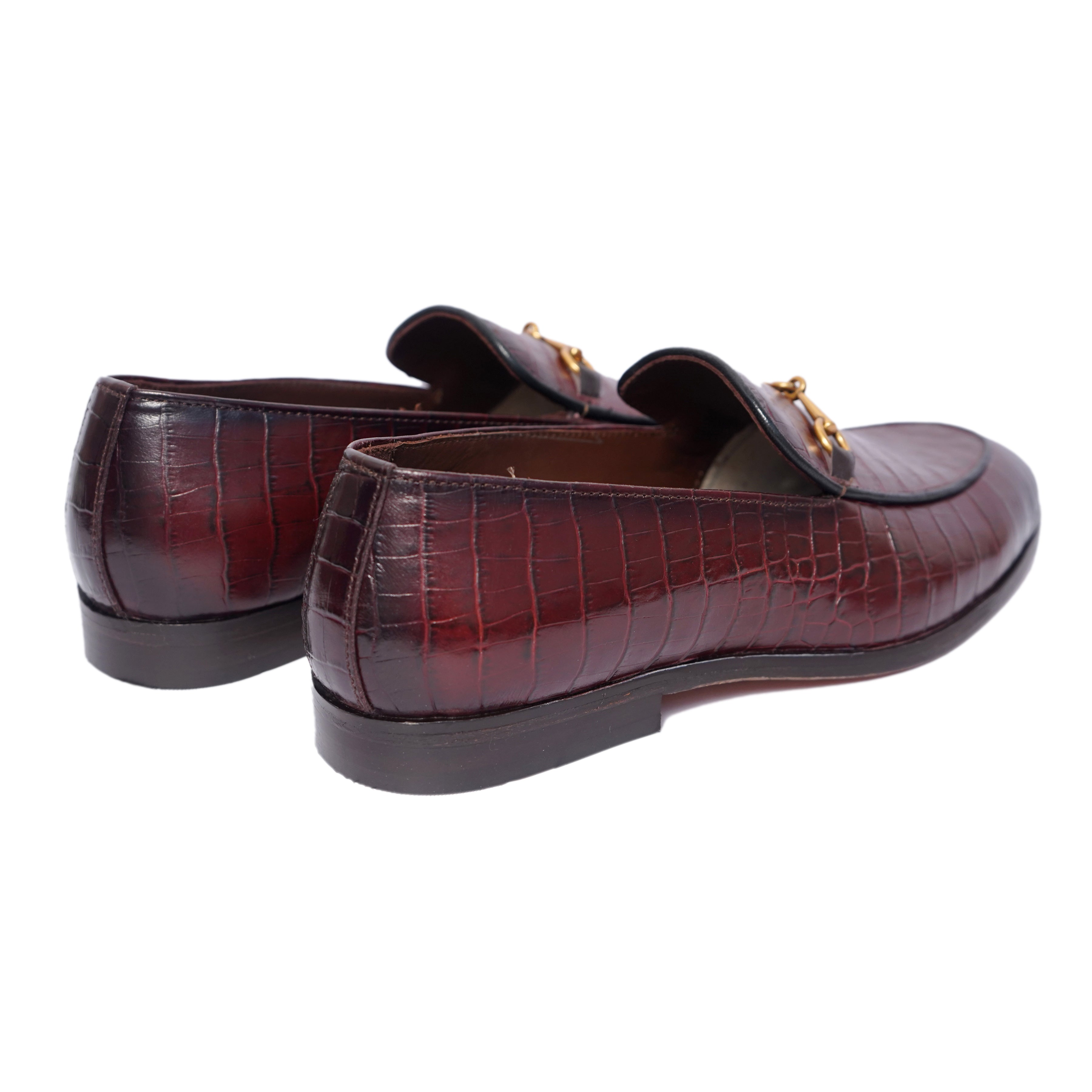 Croco Embosssed Loafers With Metal Trim