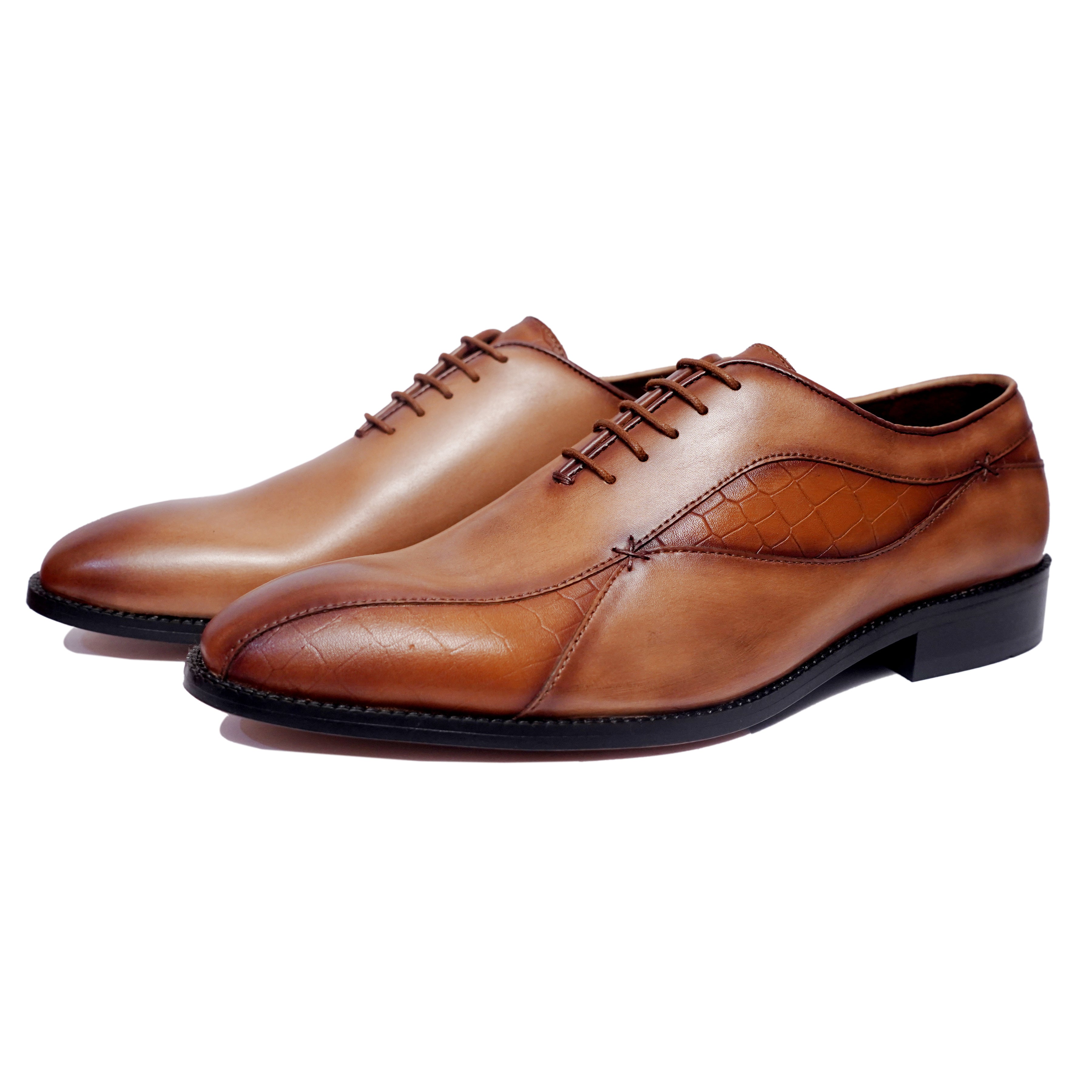 Tan Croco Oxfords - D