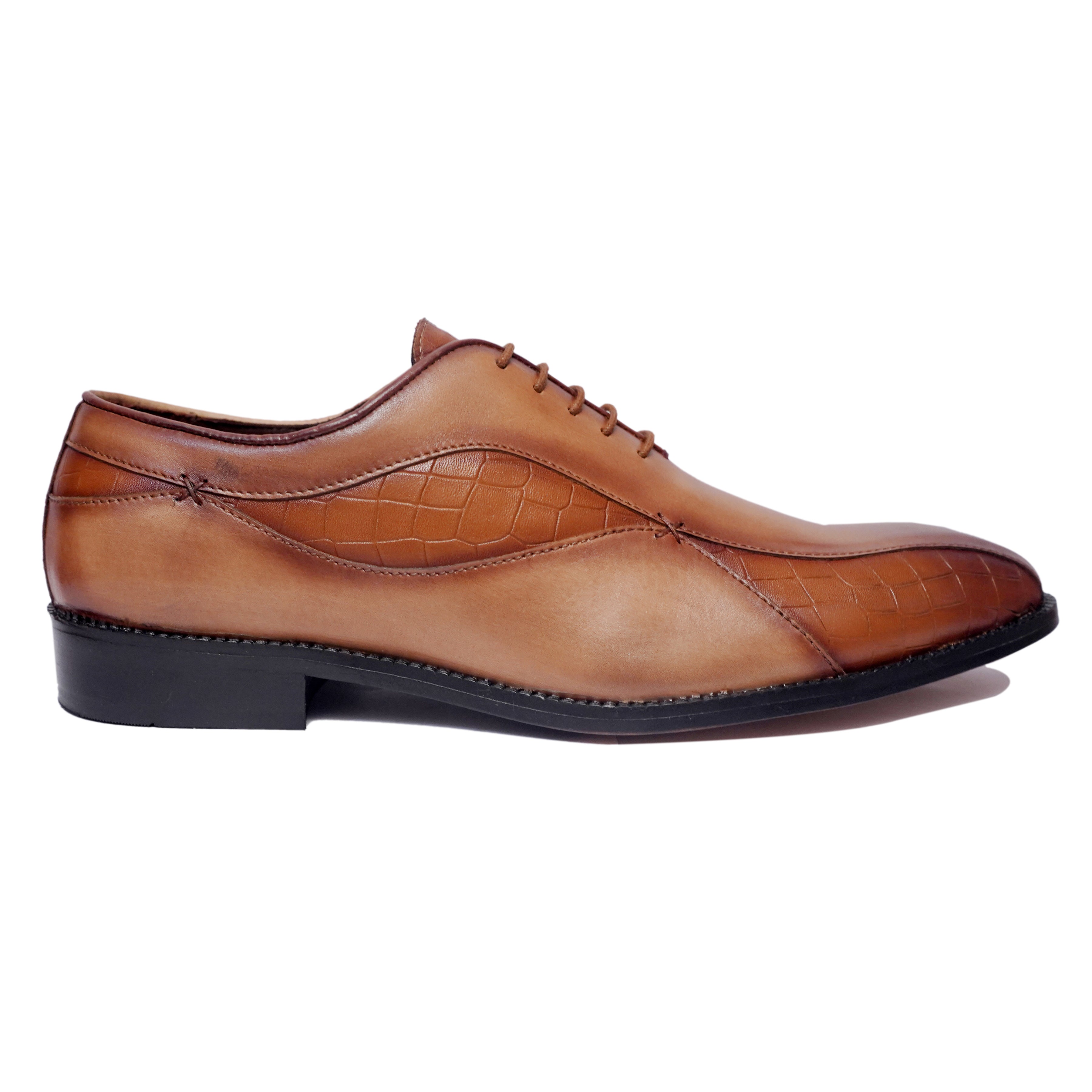Tan Croco Oxfords - D