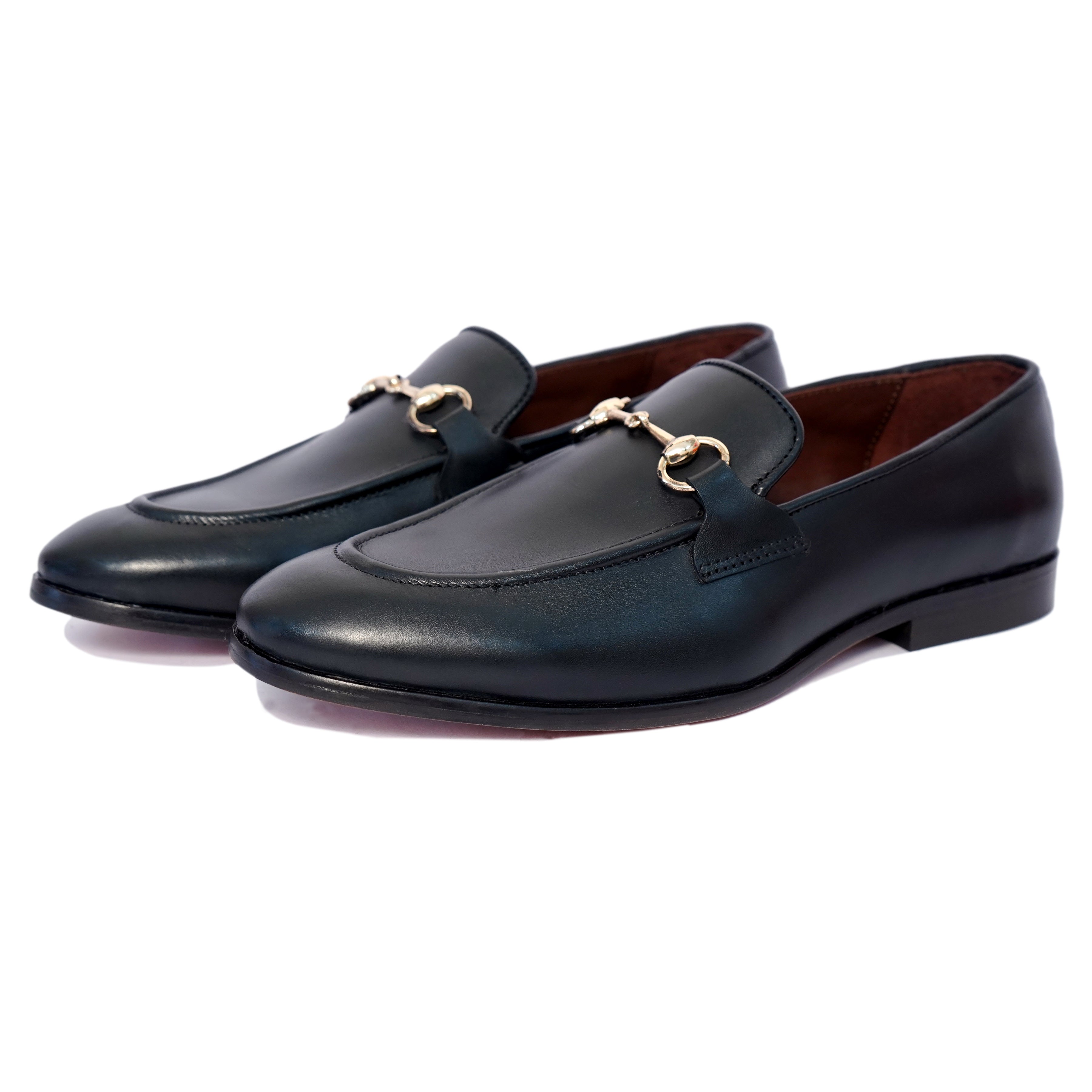 Horsebit Loafers -Black Golden Buckle