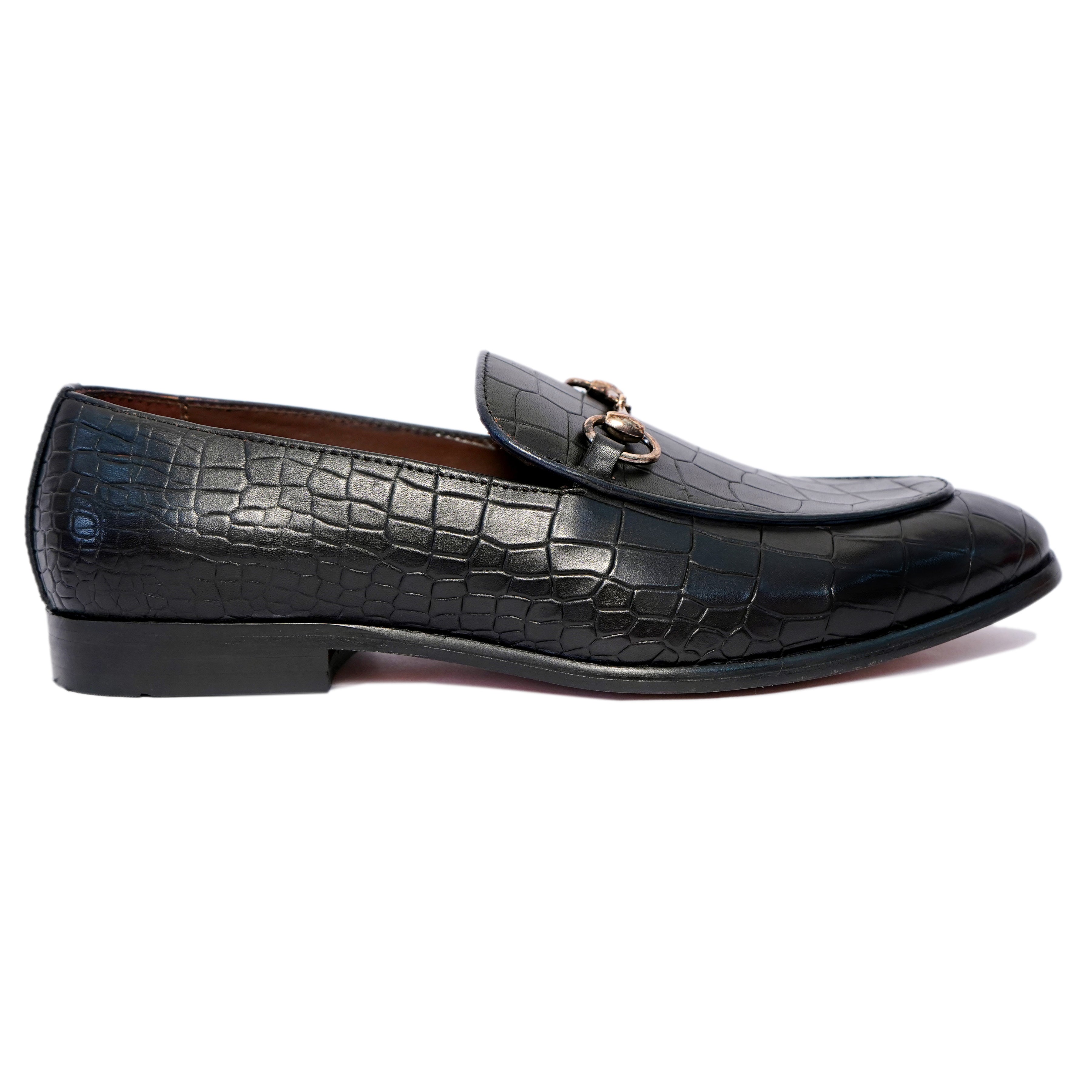 Horsebit Loafers - Croco Blk