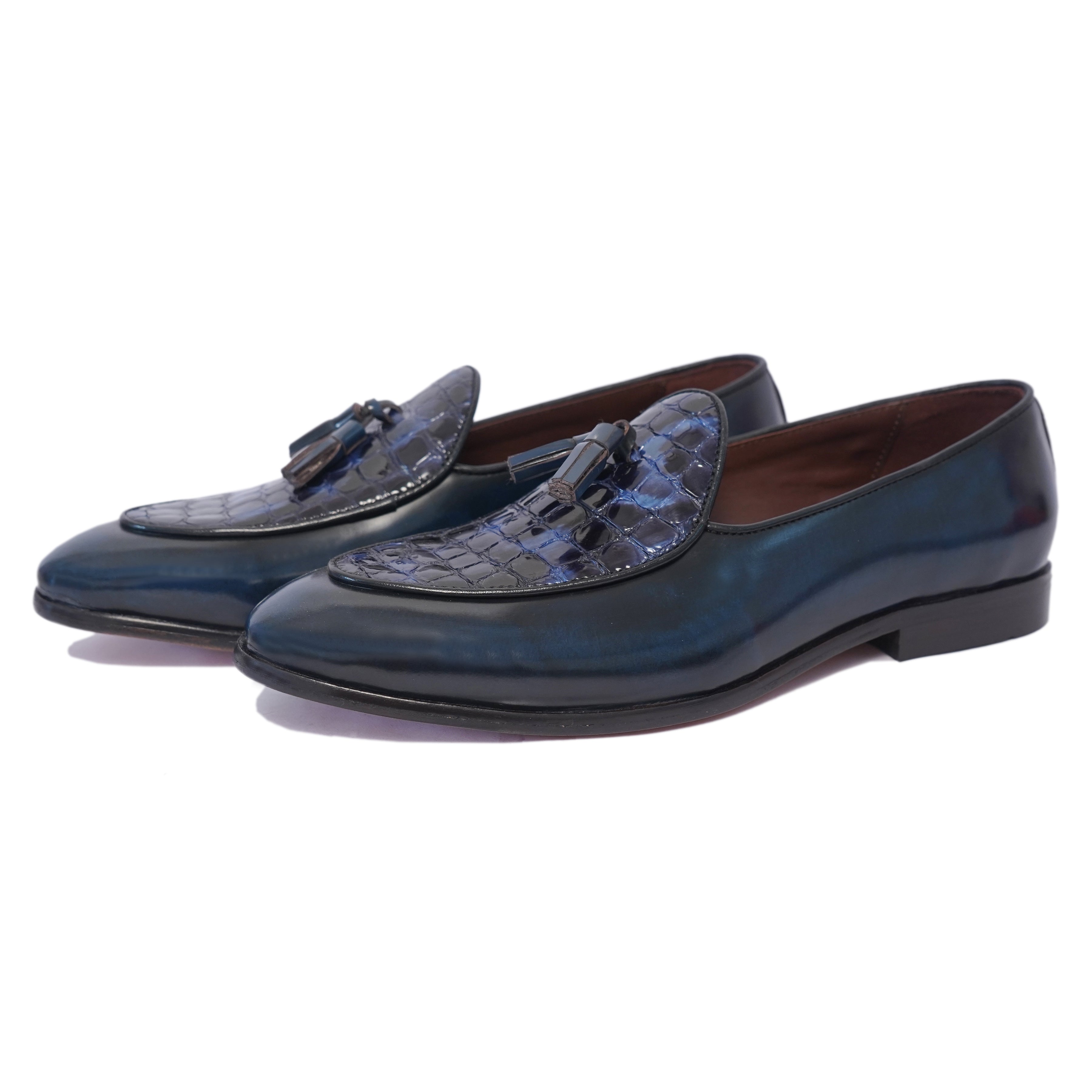 Belgian Loafers with Tassels | blue
