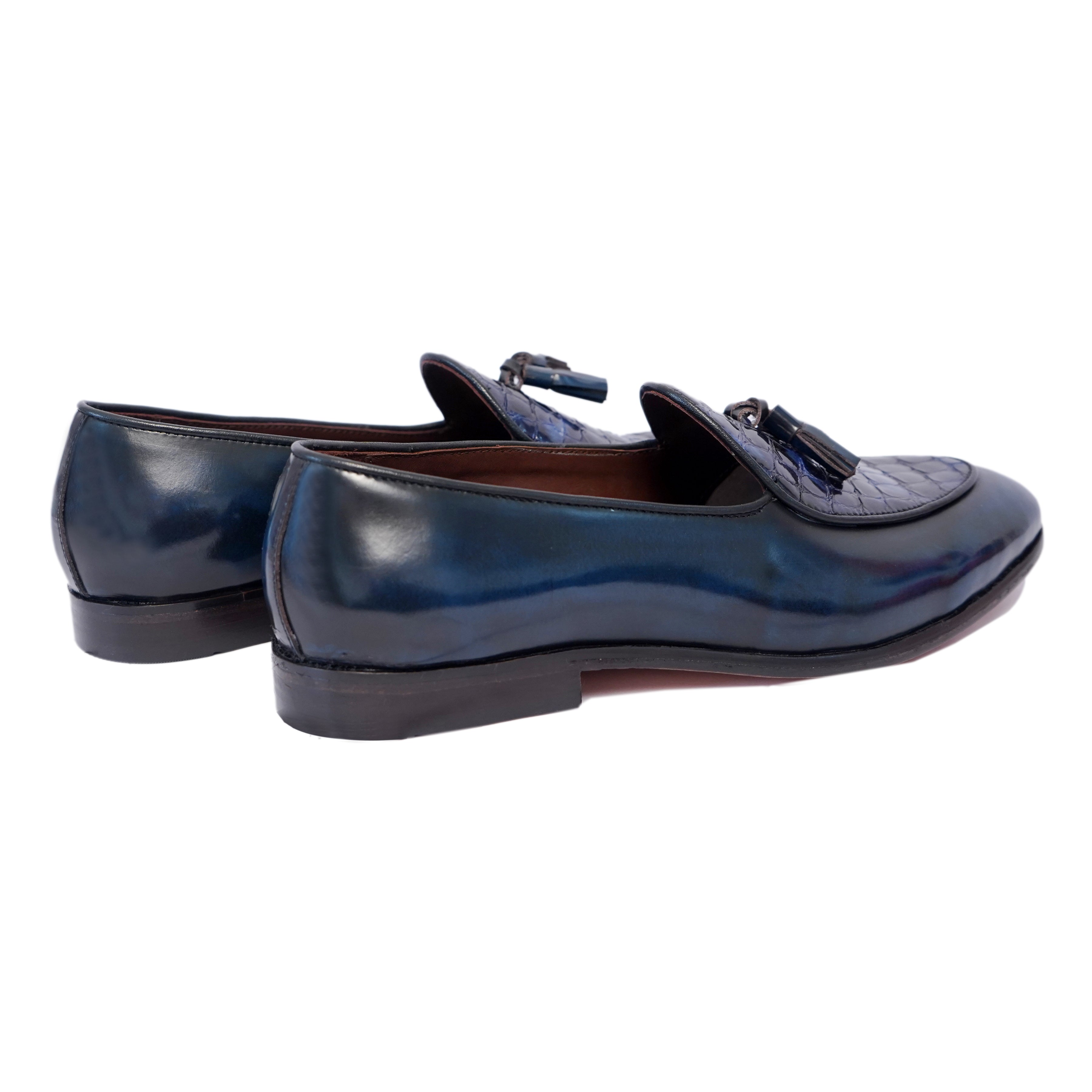 Belgian Loafers with Tassels | blue