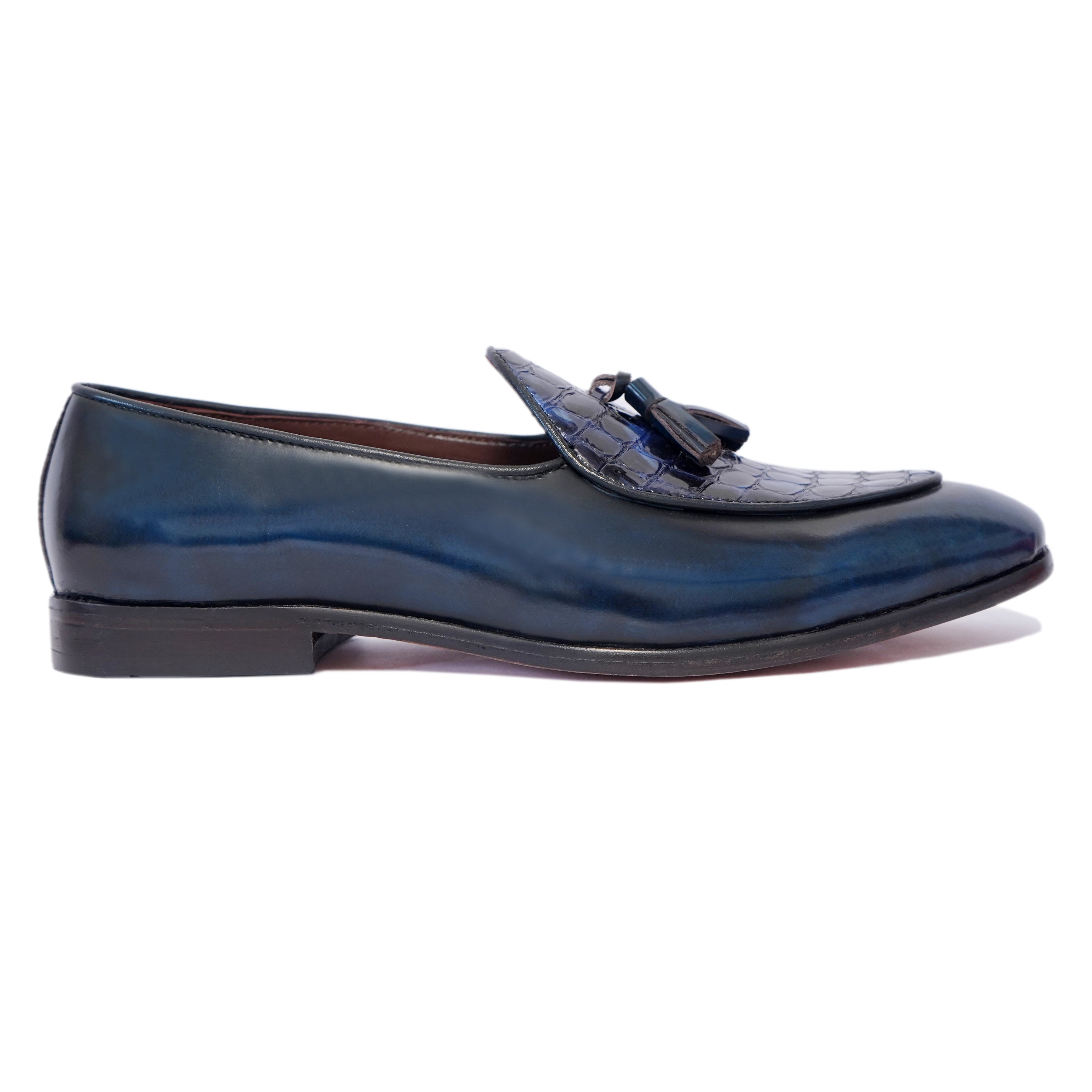 Belgian Loafers with Tassels | blue