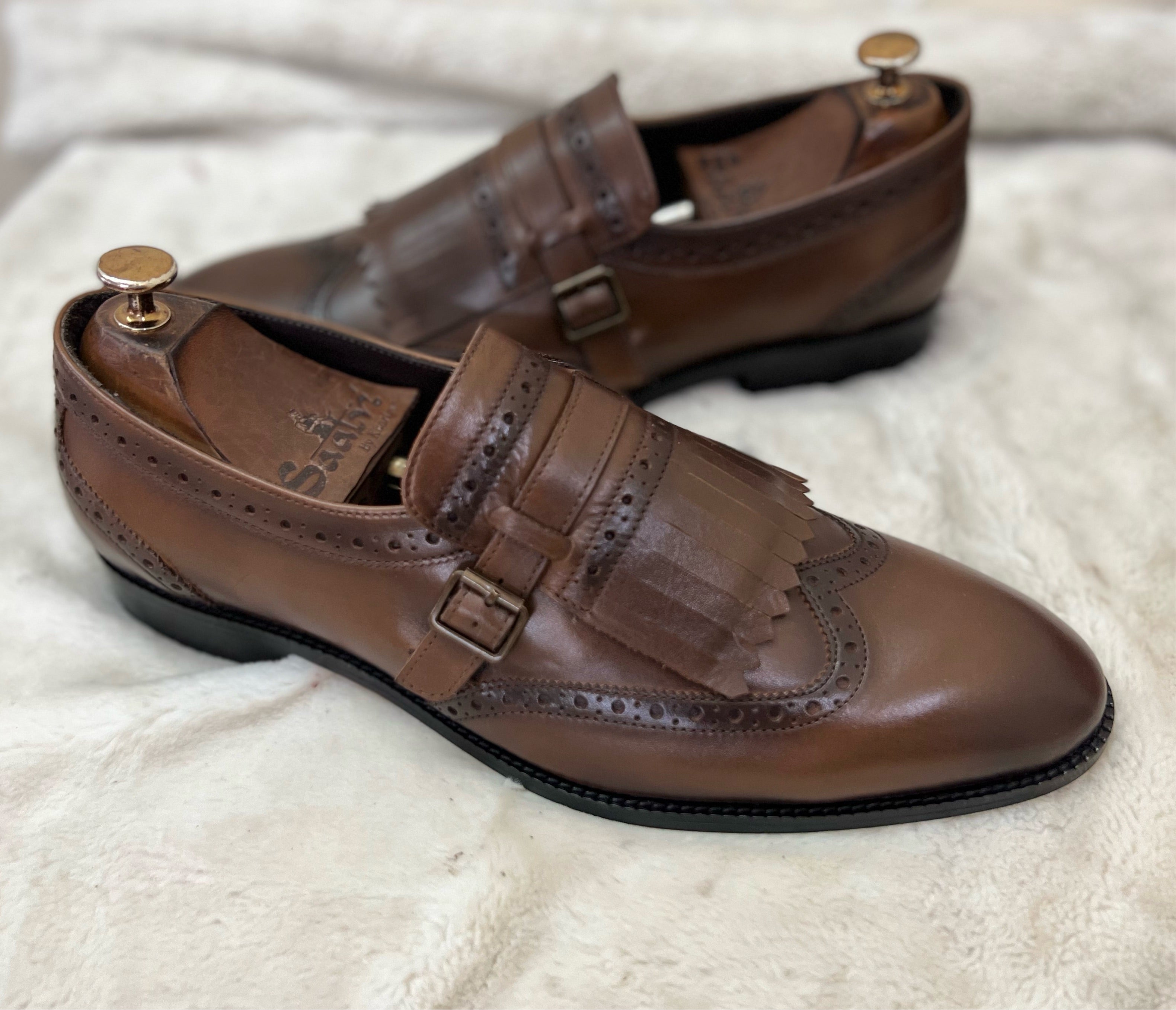 Wingcap Monk Loafers - Tan