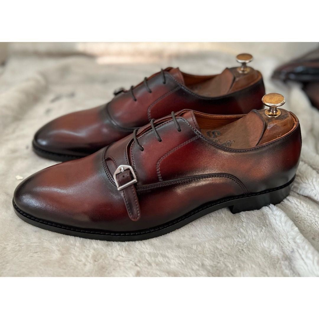 Plain Vamp Single Strap Monk Hand Patina