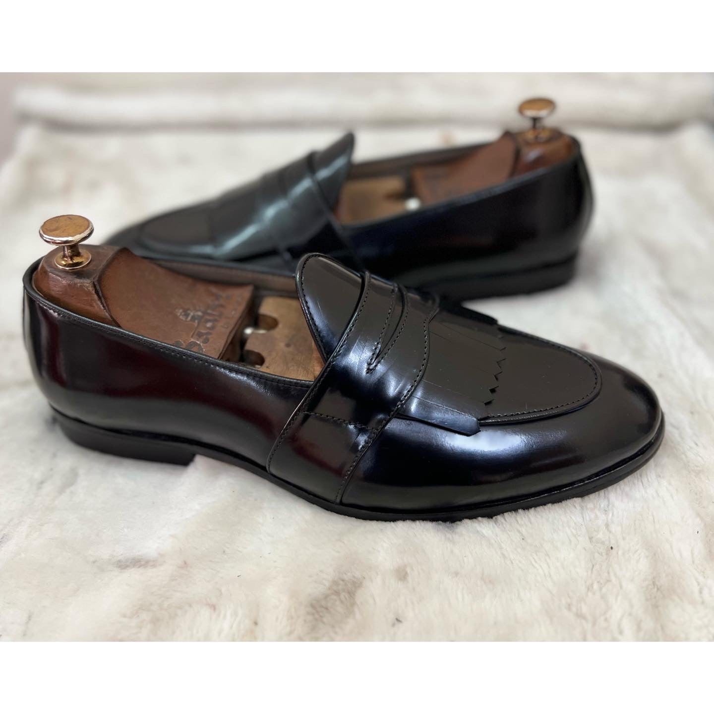 Belgian Loafers With Fringe Black Calf