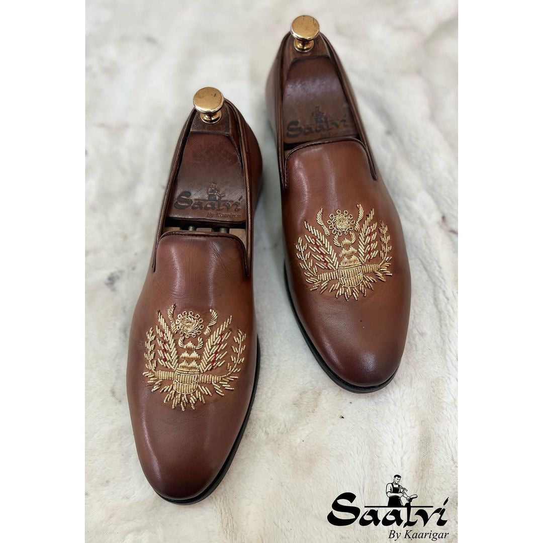 Eagle Hand Zardosi Embroidery Slipon