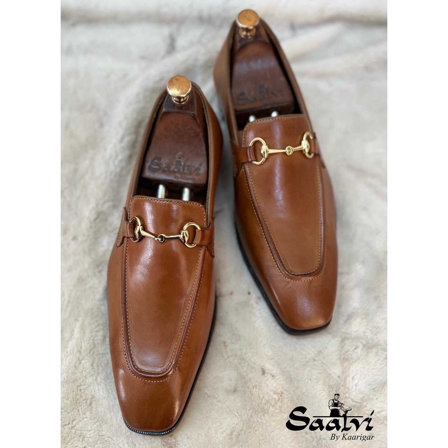 Tan Yellow Horsebit Loafers