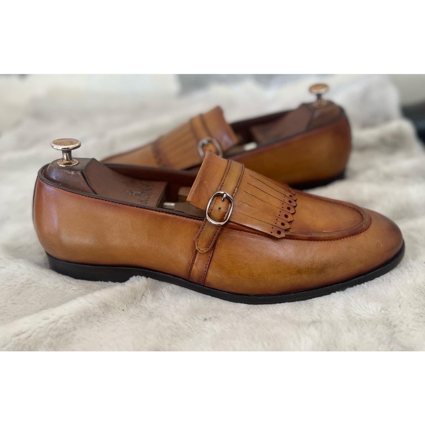 Tan Loafers With Fringes