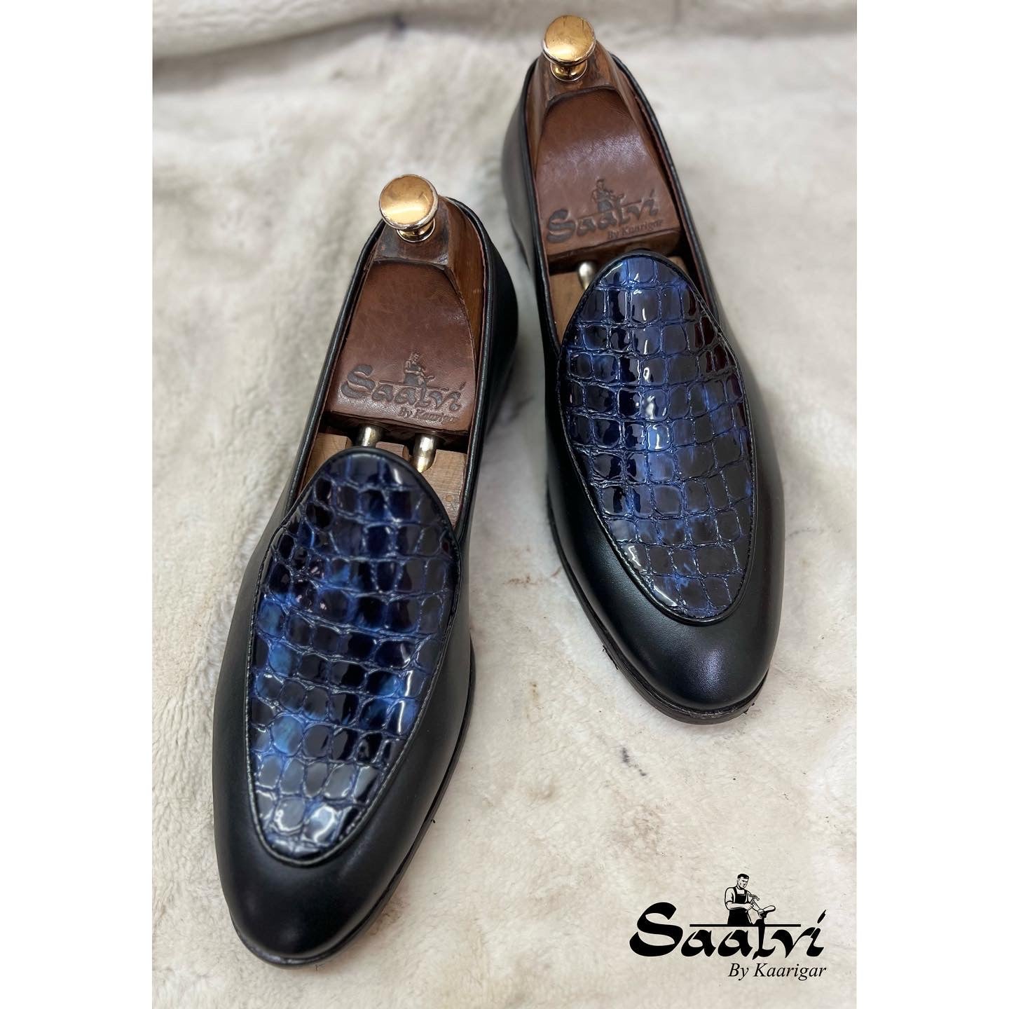 Belgian Loafer With Patent Croco