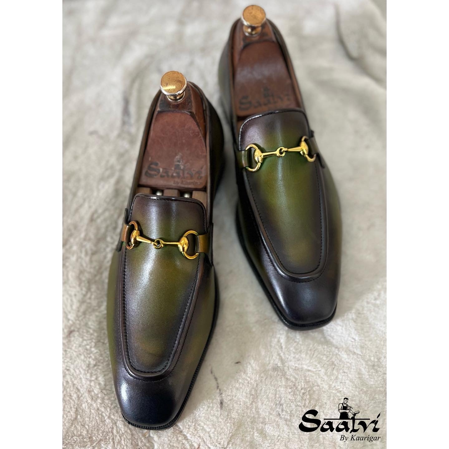 Horsebit Loafers Green Hand Patina