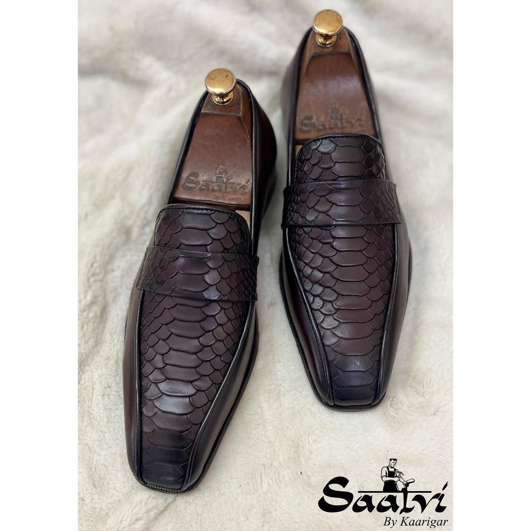 Python Leather Loafers Wine t