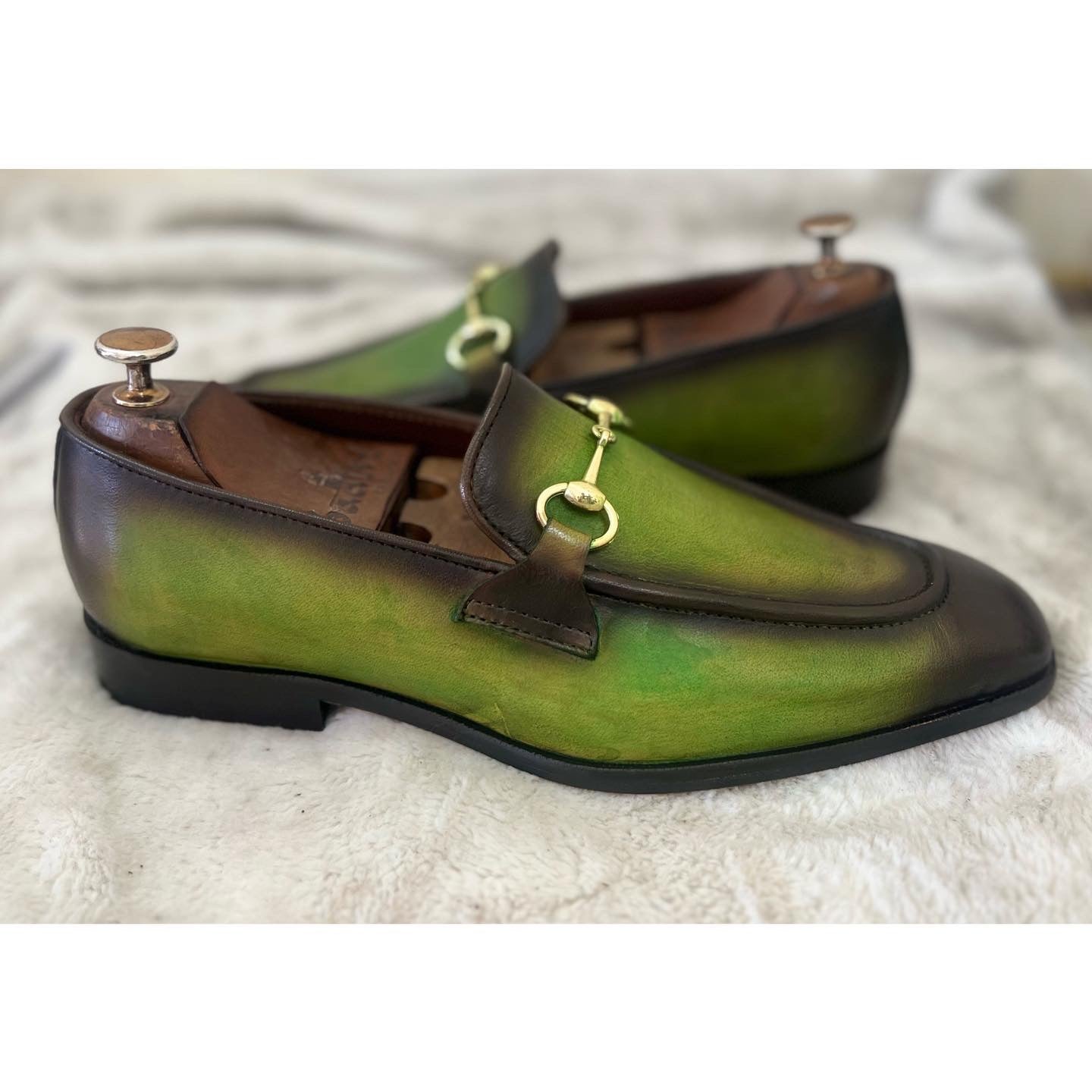 Horsebit Loafers Green Hand Finished