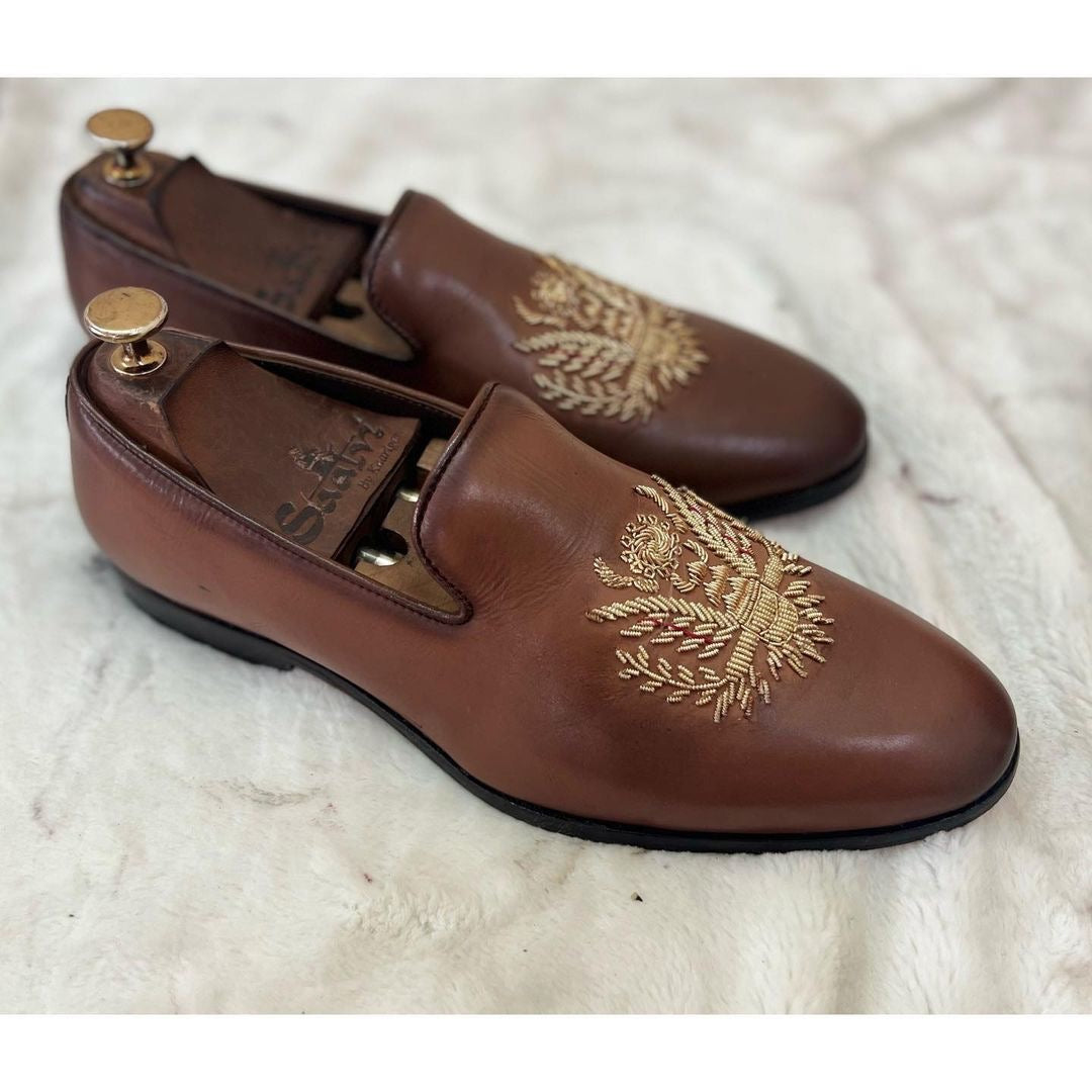 Eagle Hand Zardosi Embroidery Slipon