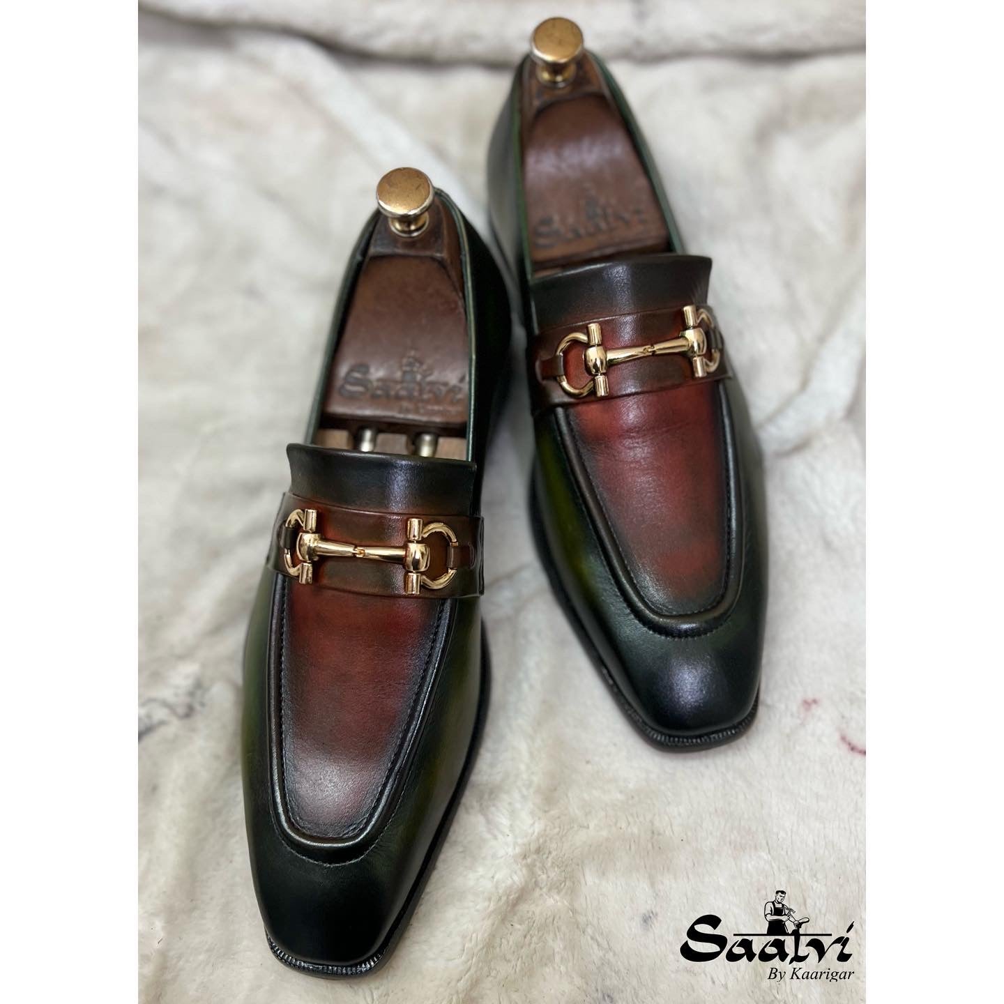 Hand Patina Loafers Green | T